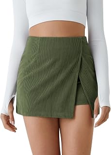 COCCKO Women's High Waisted Corduroy Mini Skirt with Shorts 2025 Y2K Trendy Fall Skort S-2XL