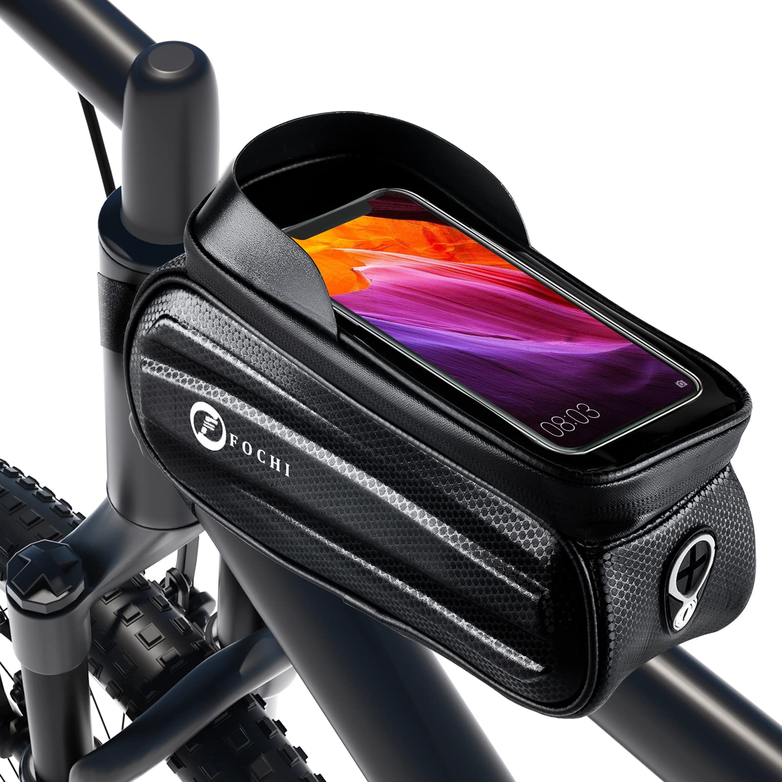 YUSION Bicycle Frame Bag, Bicycle Mobile Phone Holder with Storage Space and Sensitive Touch Screen, Bicycle Bag for Smartphones up to 6.7 Inches