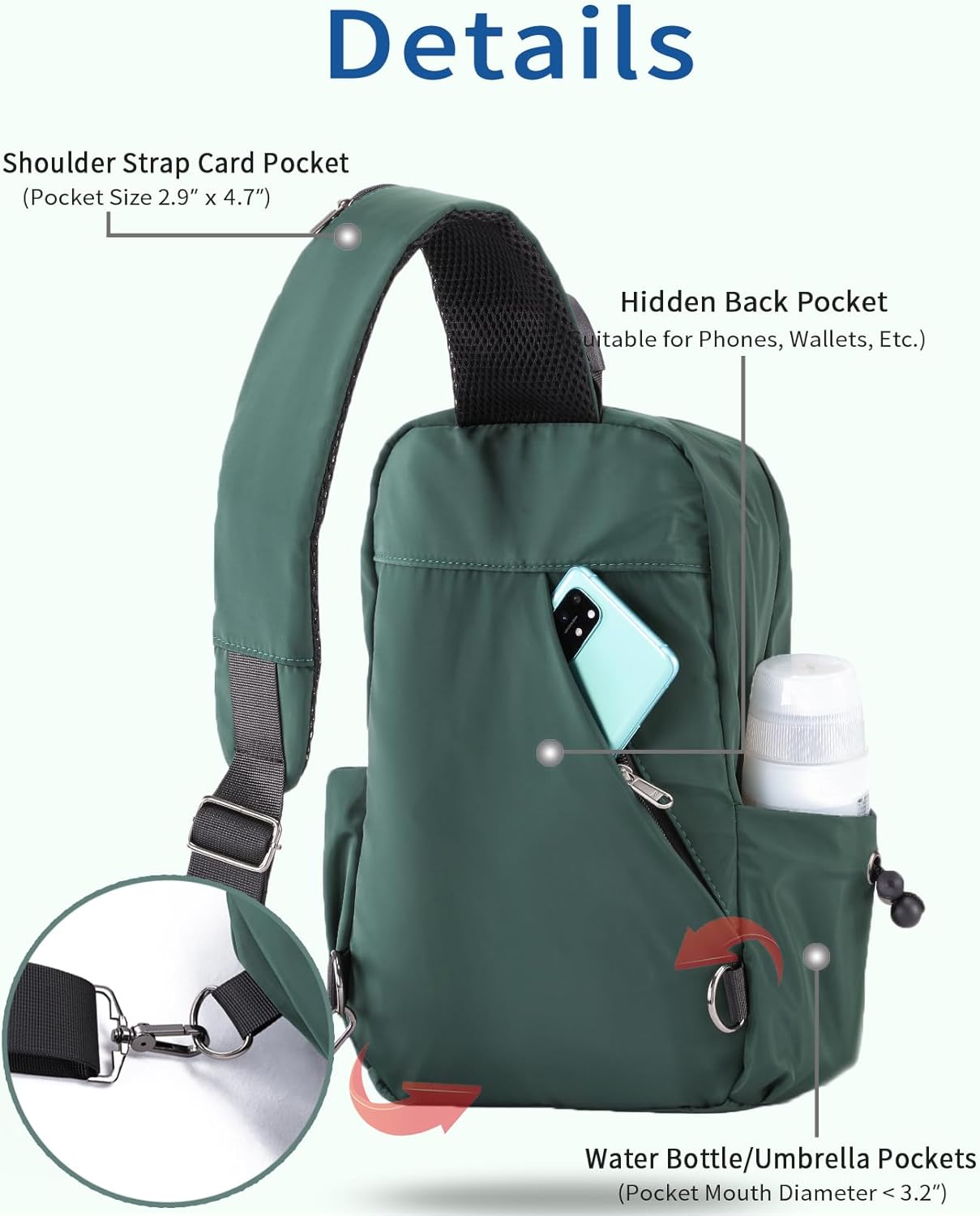 Seoky Rop Men Women Sling Bag Backpack Lightweight Water Resistant Shoulder Crossbody Bags for Travel - Image 5