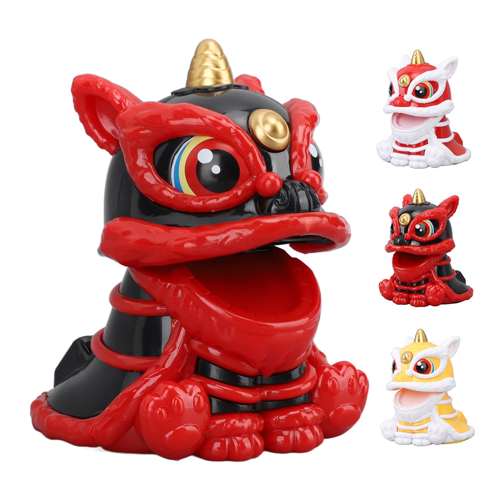 Jerliflyer Solar Powered Dancing Lion Ornament,Chinese New Year Lucky Dancing Lion Toy for Home Decoration and Car Interior Accessories(Black)
