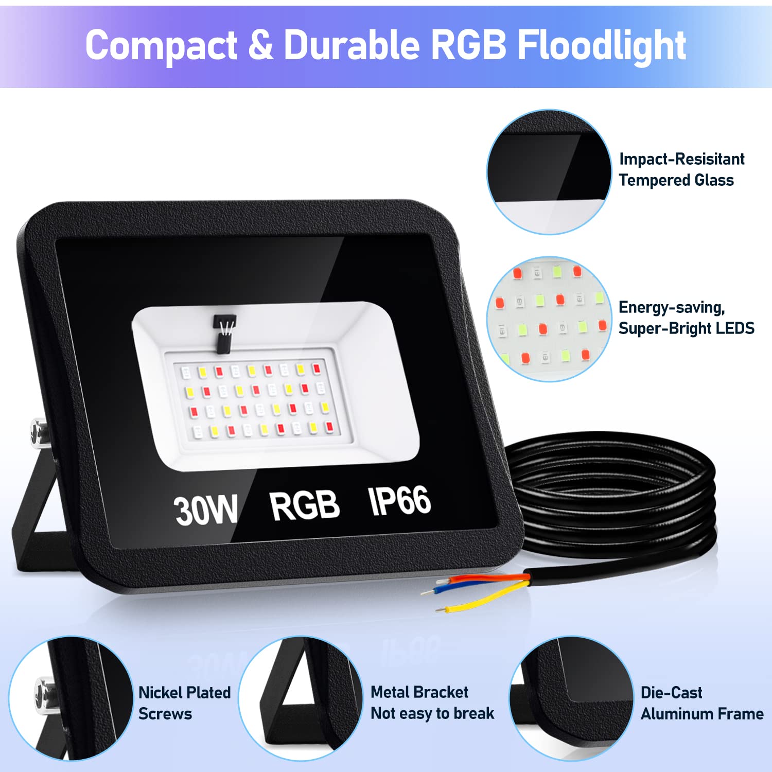 50W RGB LED Strahler Dimmbar 8 Stück, Aussen Fernbedienung, Außenstrahler LED RGB Wasserdicht IP66, 16 Farben 4 Modi, Fluter für bäume, Stimmungslicht mit Farbwechsel