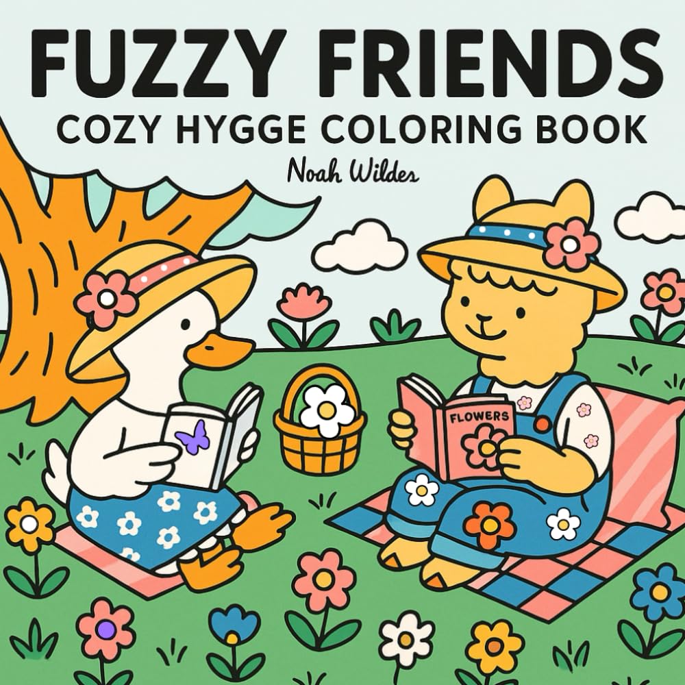 Fuzzy Friends: A cute Hygge Coloring Book for Adults and Teens Stress Relief and Relaxation