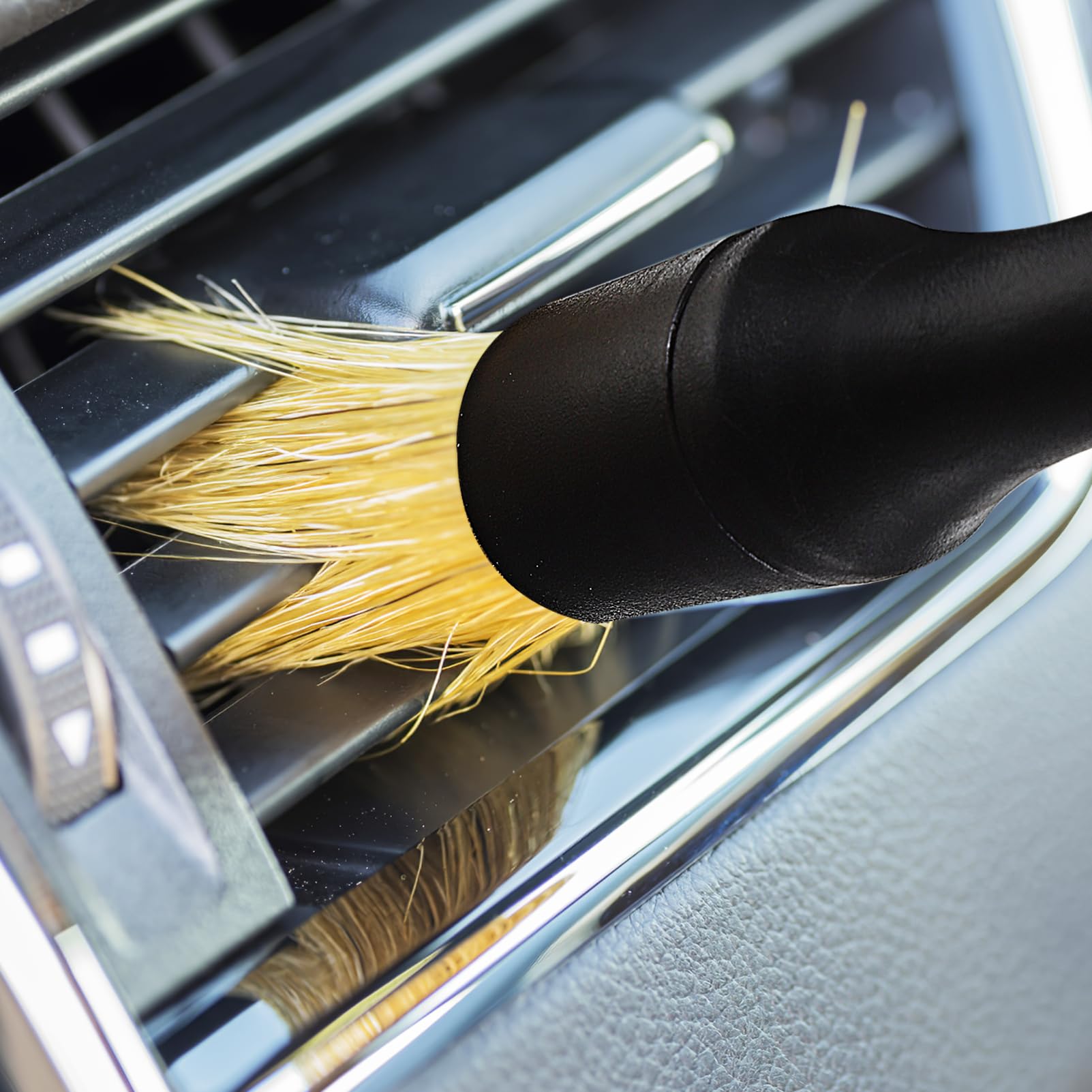 SOLUSTRE Set Pennelli Detailing Auto Professionale con 3 Testine Sostituibili per Pulizia Interni