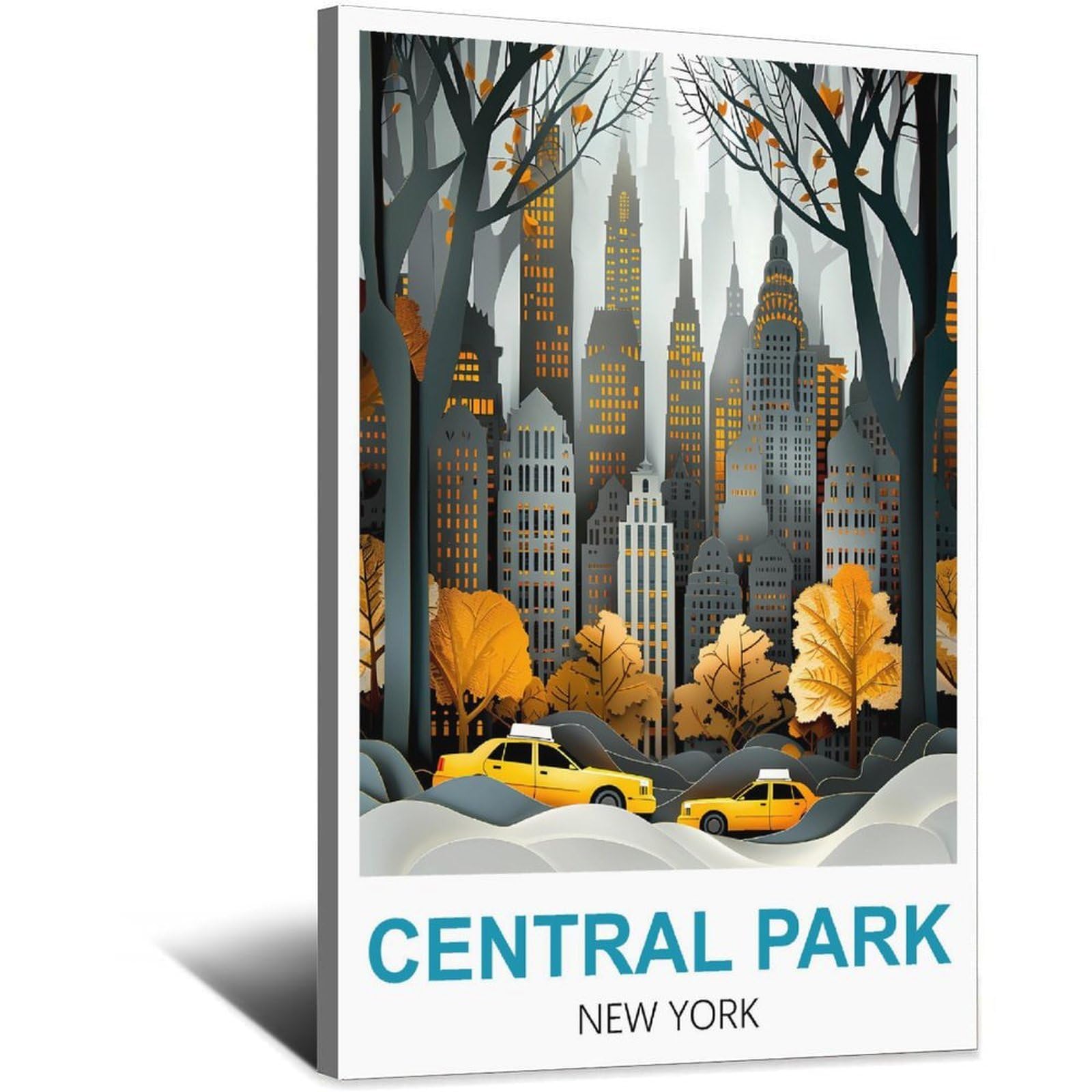SLJGINEU Central Park New York Vintage Travel Posters 08x12inch(20x30cm) Canvas Wall Art Print Modern Painting Poster for Living Room Decor