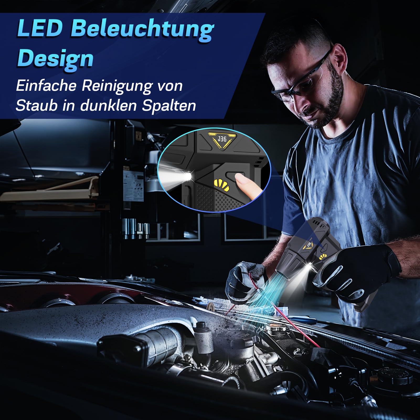 YIKANWEN Elektrische stofblazer,Draadloze Luchtblazer 130.000 omw/min, compressored Air Duster met 5000 mAh accu