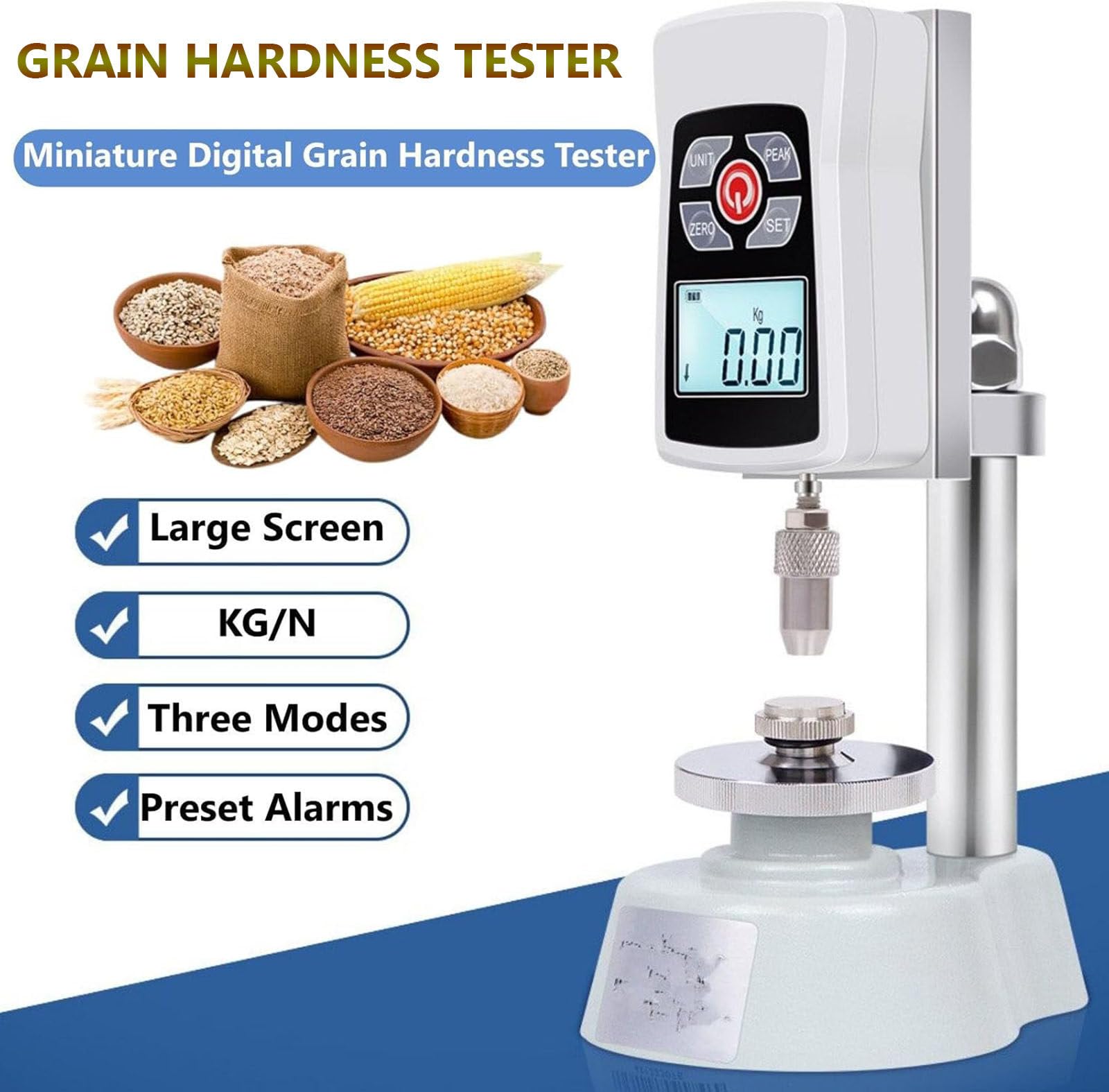 Medidor digital de dureza de grano, mini durómetro para pruebas de germinación de semillas de laboratorio y control de calidad de cereales en centros de pruebas