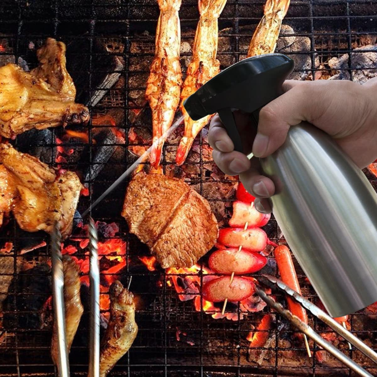 Cha Kitchen Oil Distributor Stainless Steel Spray Can Hand Pressure 500ML Bottle Fuel Injector Empty Refueling Pot Barbecue Cooking Tool Cookware 304 Small Watering Vinegar