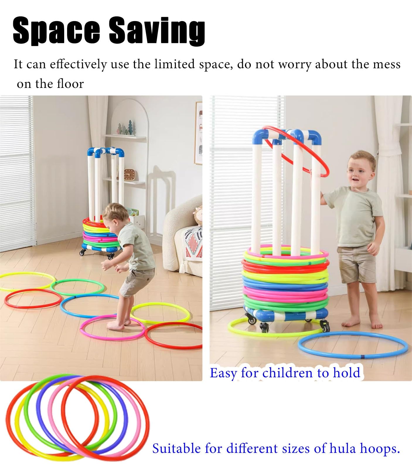 Generico Mensola portaoggetti per Hula Hoop per Bambini, per Percorso a Ostacoli, Carrello per Hula Hoop Rimovibile, Supporto Portatile per Hula Hoop Sportivi per la Scuola elementare (45 cm (17 3/4"