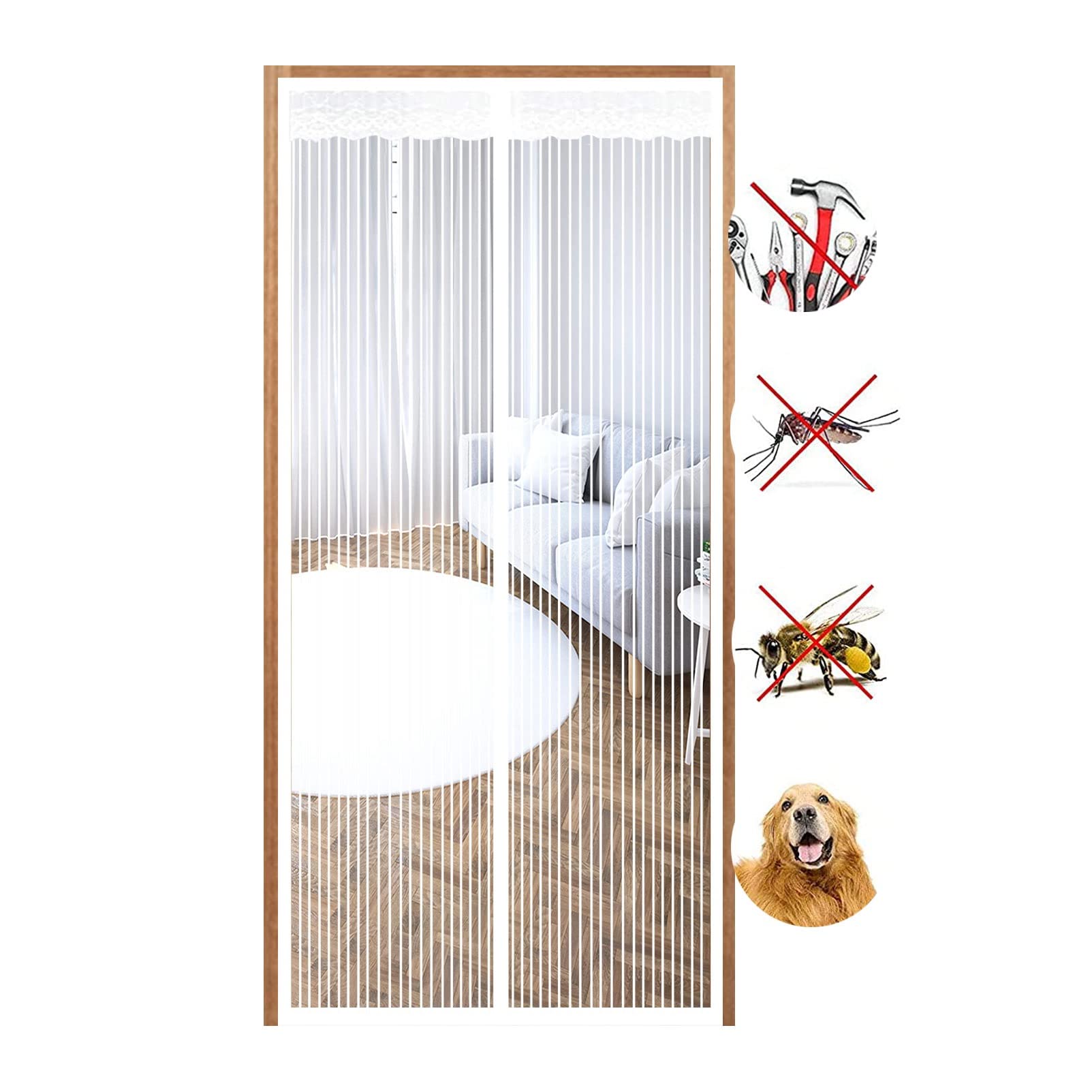 Magnetischer Türvorhang Mit Netz – 140x220 Cm, Doppeltes Netz, Selbstschließend, Gegen Fliegen & Mücken, Für Balkon & Terrasse
