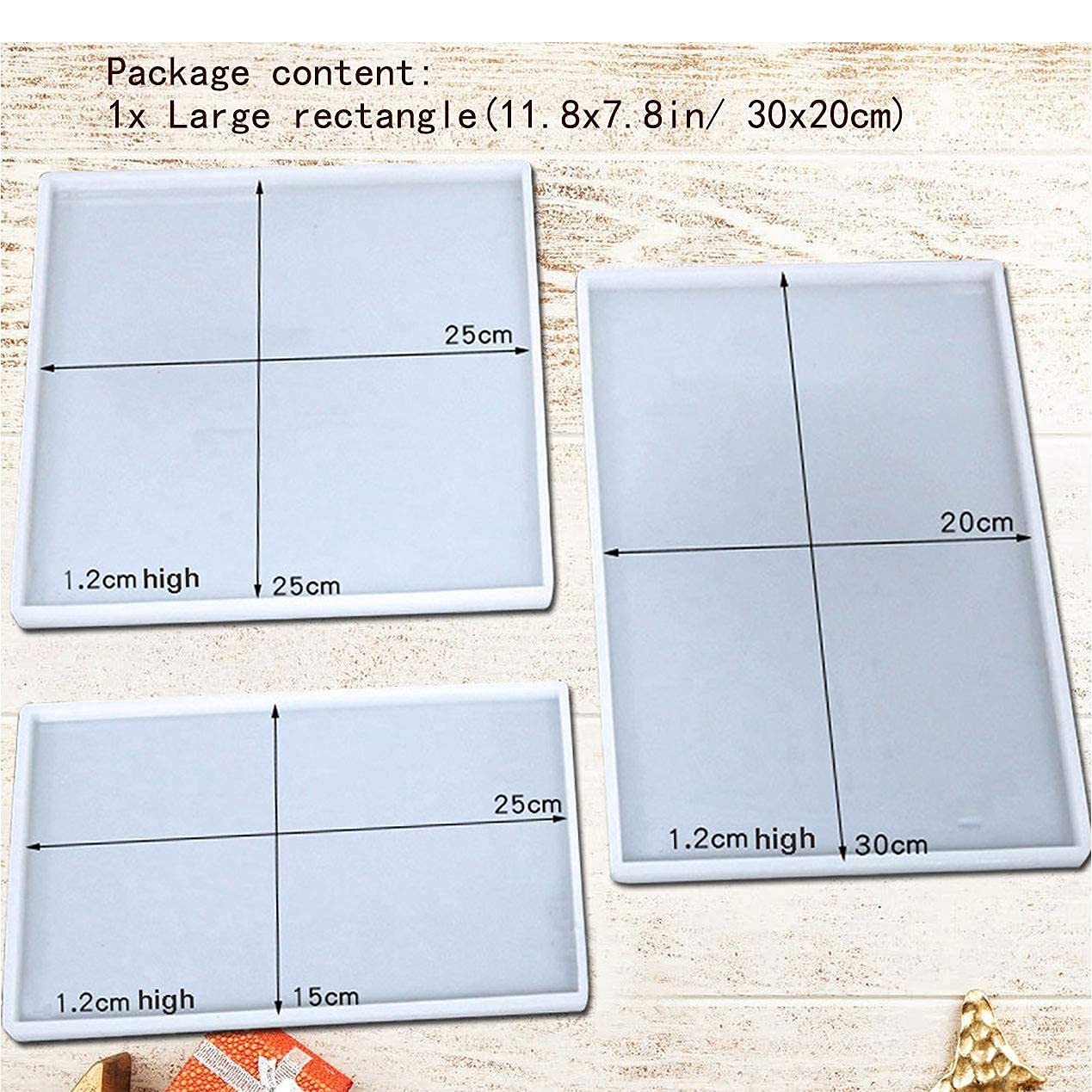 2-Pack Large Silicone Resin Tray Molds - 10x10" Square & 10x6" Rectangle Geode Board Molds