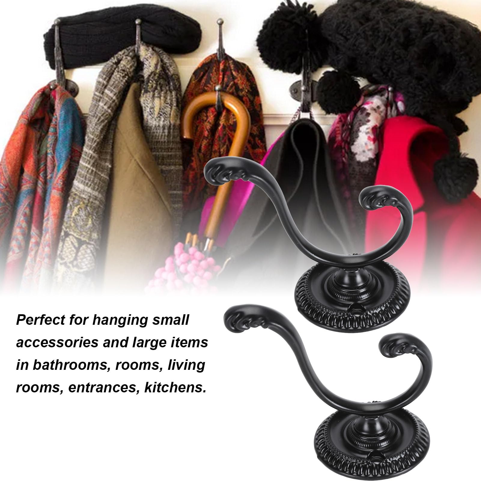 20 Ganci Appendiabiti Da Parete In Lega Di Zinco - Stile Retrò Nero, Per Vestiti, Cappelli, Borse - Foto 8