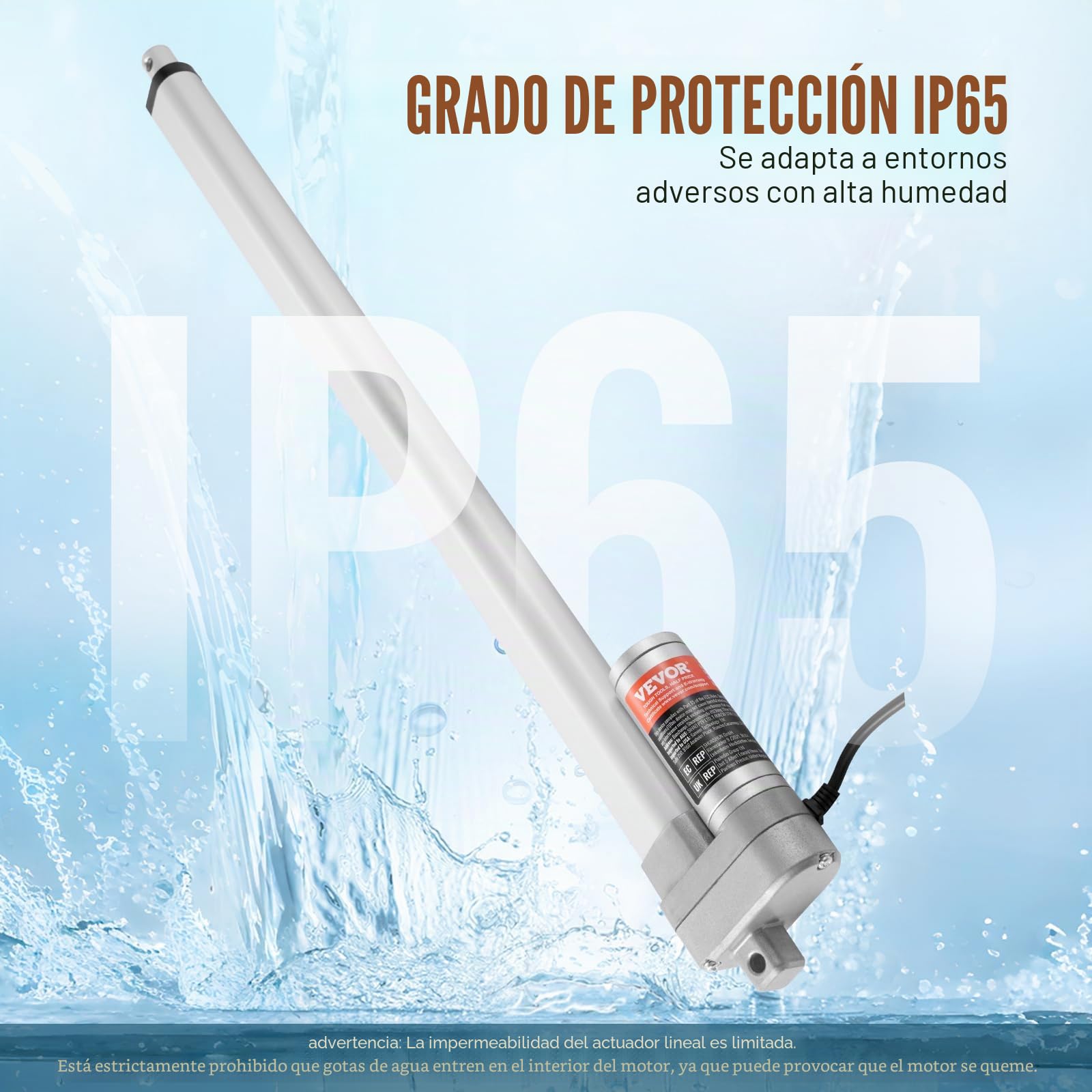 VEVOR Actuador lineal de 12 V, actuador lineal IP65 impermeable de 20 pulgadas, actuador de movimiento lineal de 660 libras/3000 N 0,19 pulgadas/s con soporte de montaje para uso en exteriores