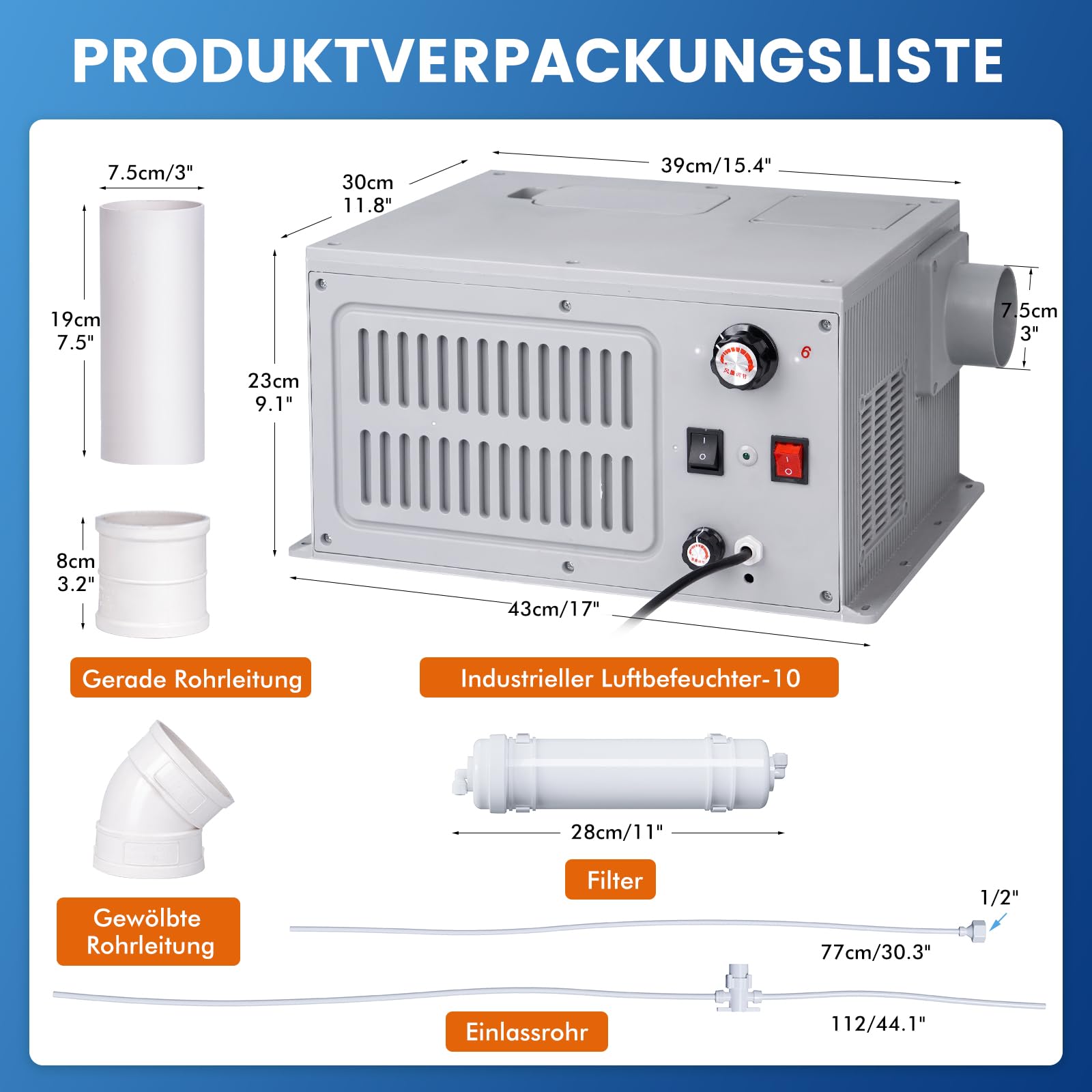 Humidificateur Industriel Brumisateur 9L / H Grand Volume 270M³ / H Humidificateurs à brume fraîche Humidificateur commercial Pour Atelier Supermarché Entrepôt Plante Serre De Légumes