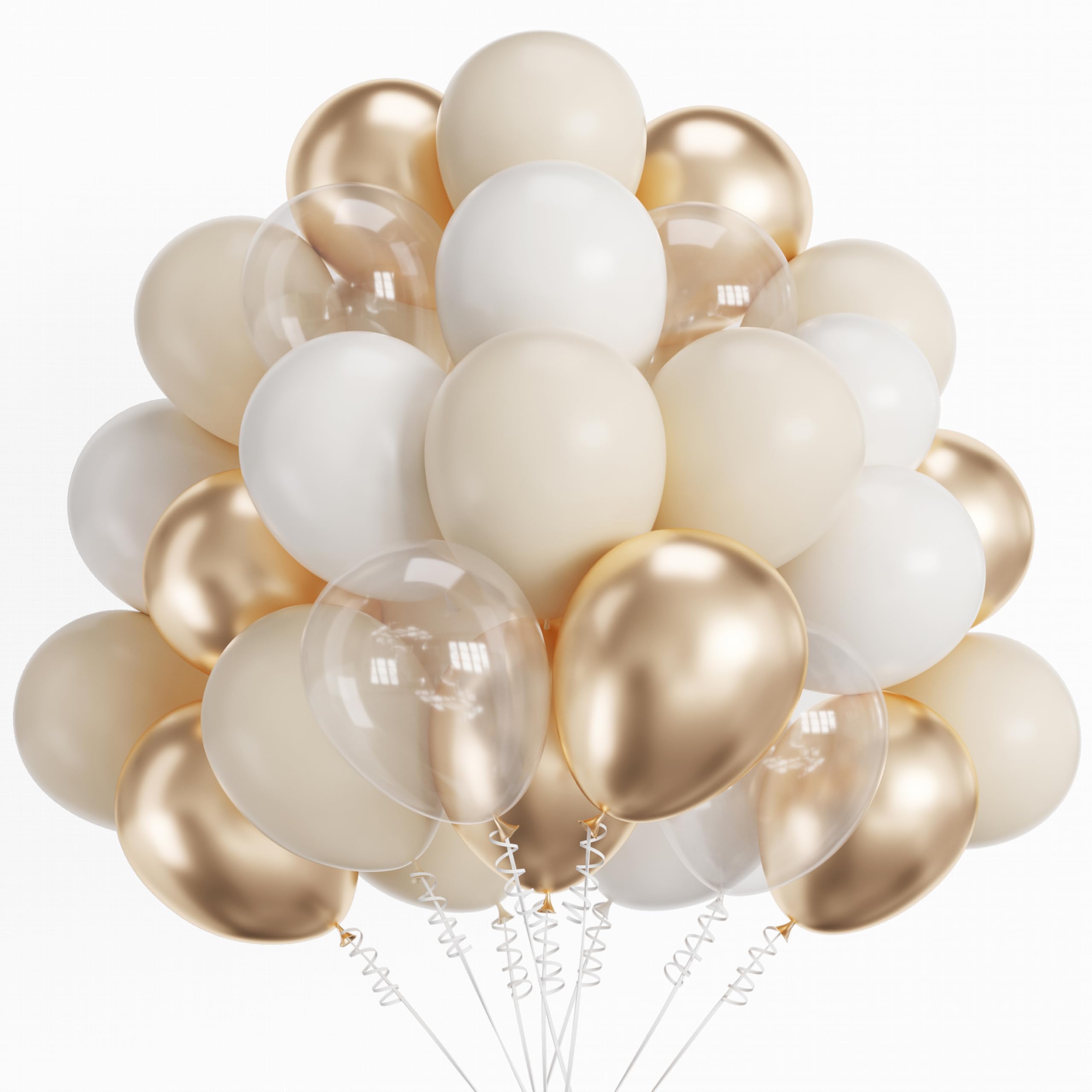 Nude White Gold Balloons Metallic Champagne Gold Cream White Clear Balloons White Sand Blush Beige Transparent Party Balloons for Birthday Boho