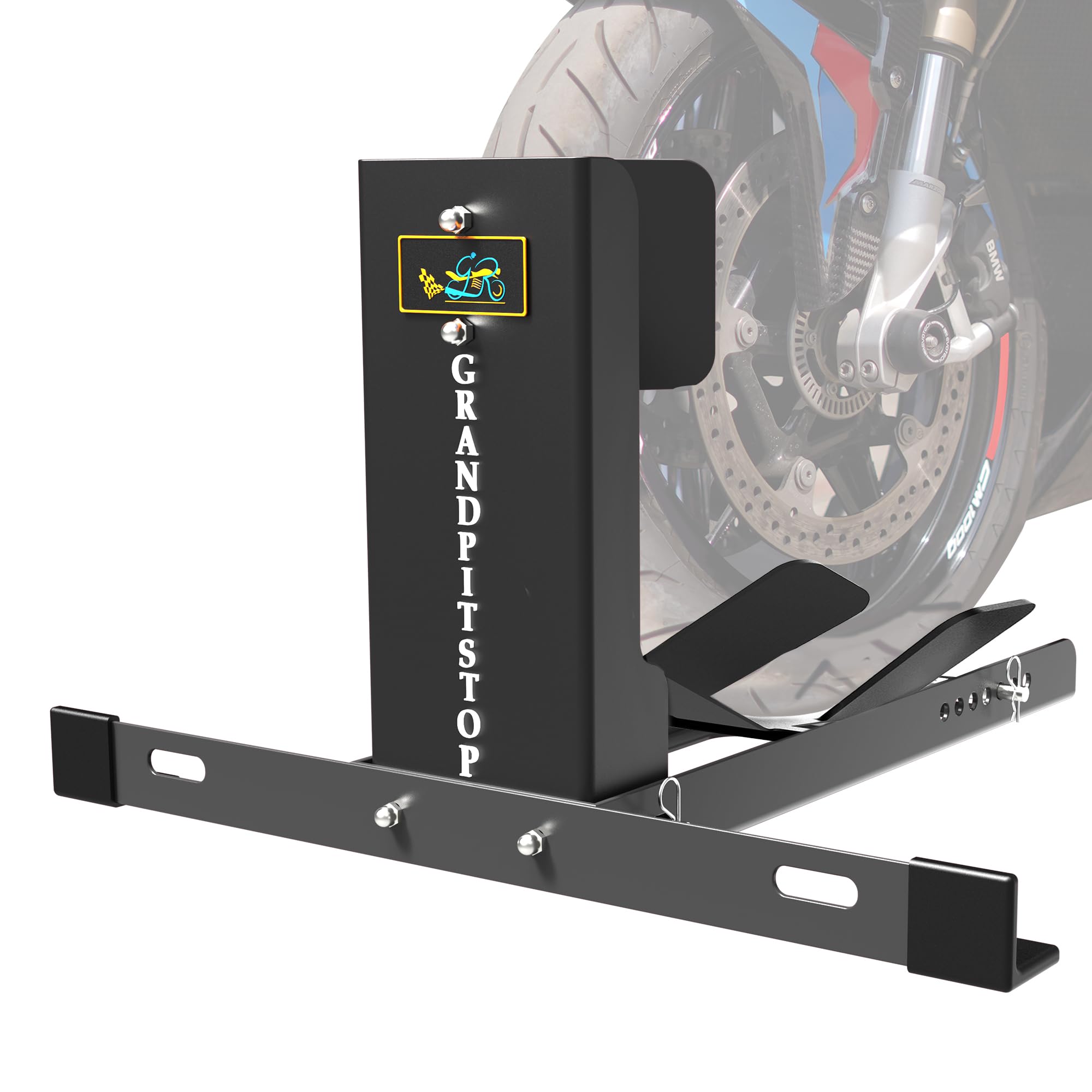 GRAND PITSTOP Cale de roue universelle pour moto Crusier, Sports et Dirt Bikes, très résistante capacité de charge de 907,2 kg, support de moto pour remorque, entièrement réglable, amovible et pliable
