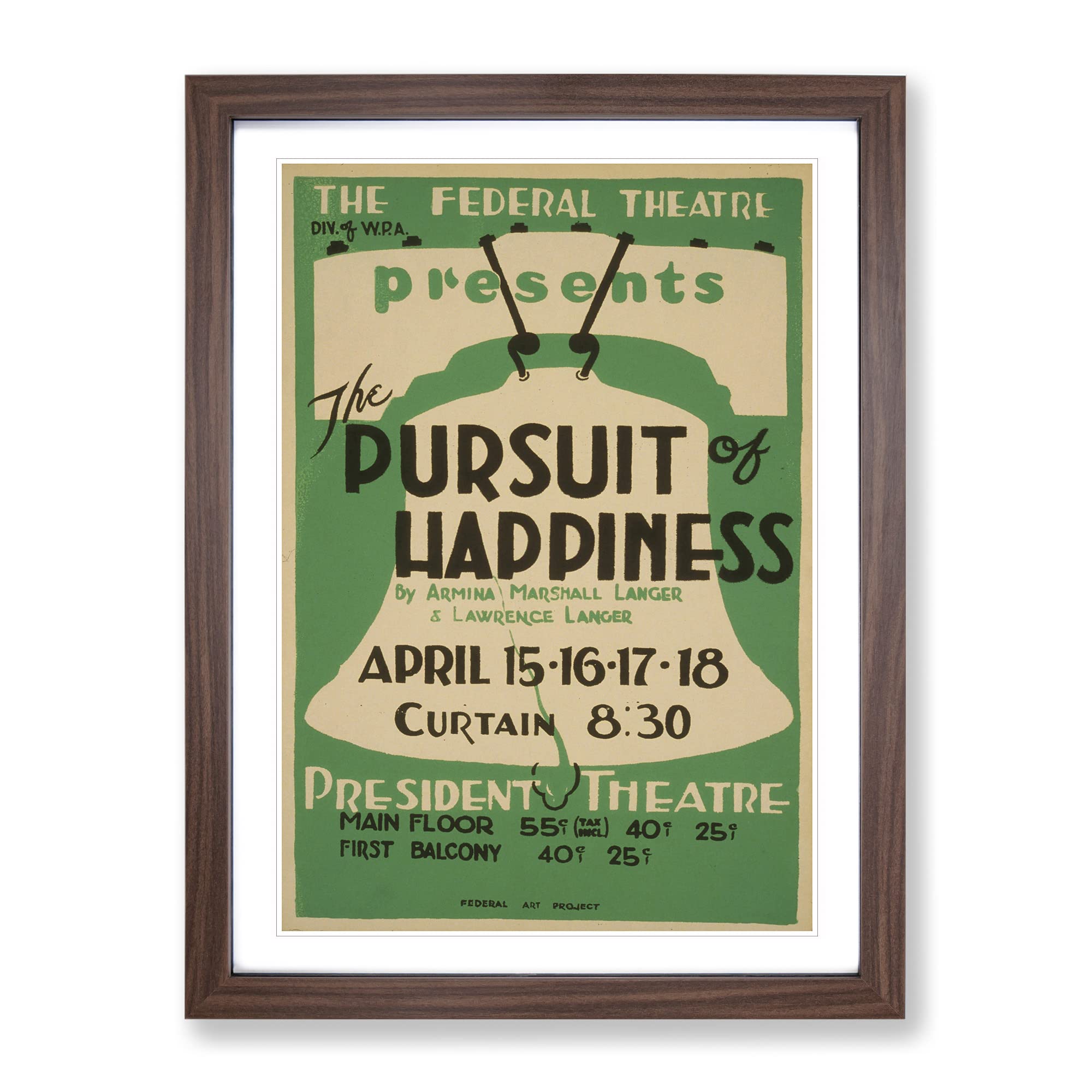 Wpa Pursuit Of Happiness Theatre Poster Vintage Framed Wall Art Print