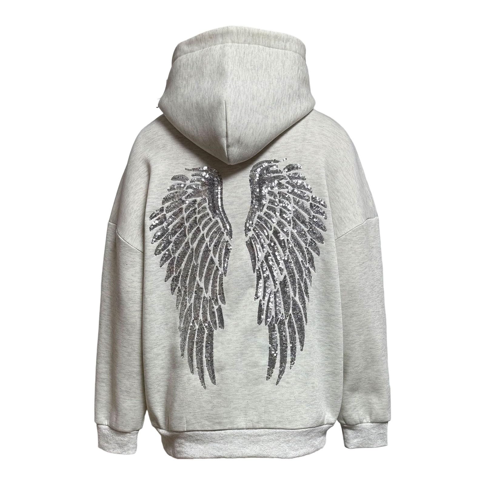 Angel Hoodie Sweat a Capuche Femme avec Ailes d'ange en Strass et Poches Pull Ange Casual Longue Hoodie Femme Automne et Hiver Sweatshirt Chaud Streetwear Sweat Sport Vêtements