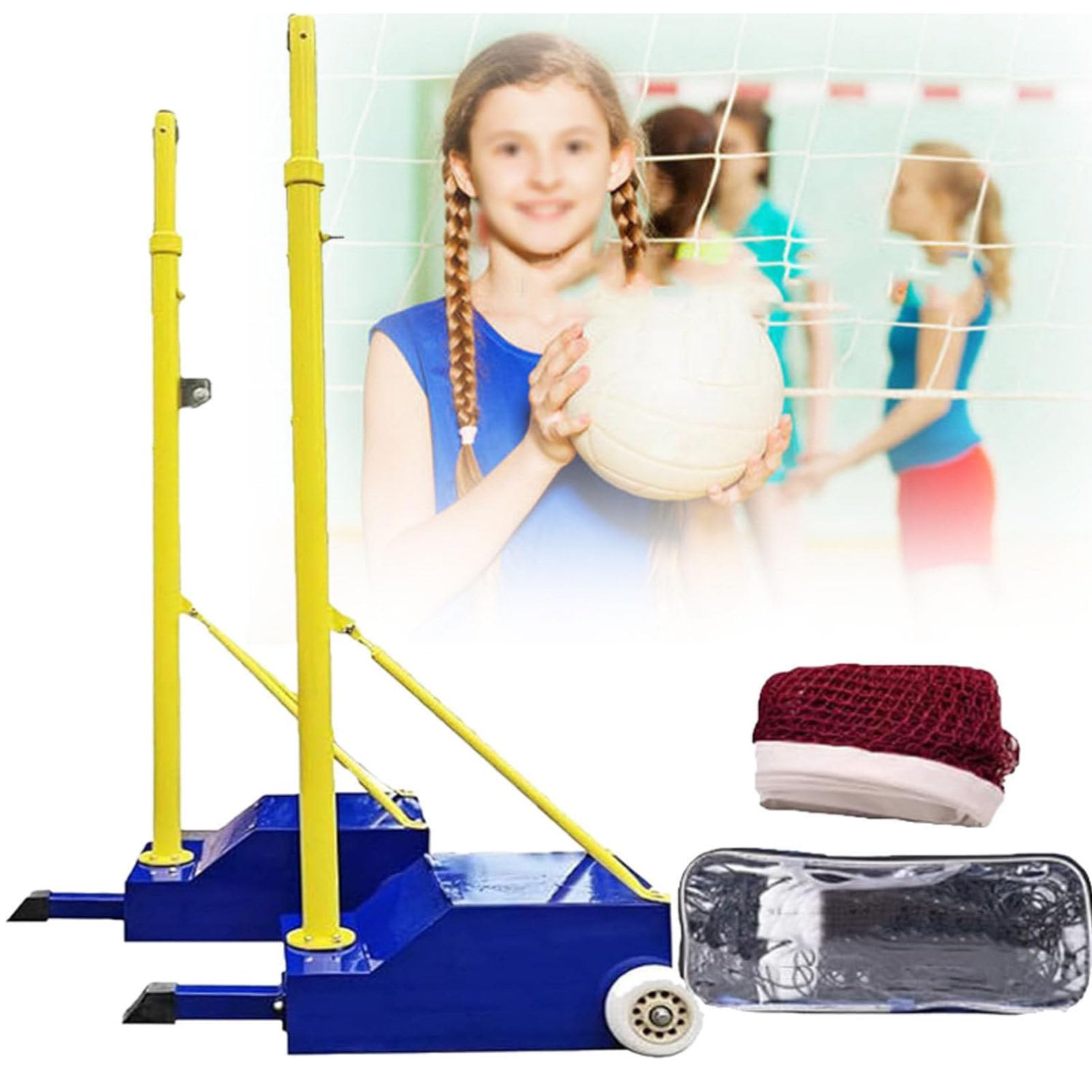 Rete da badminton portatile con ruote e base stabile per sport indoor e outdoor