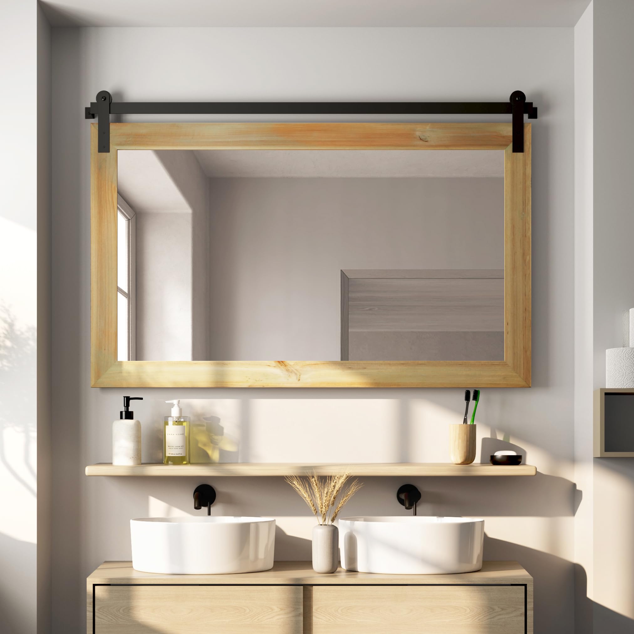 COGOOD Farmhouse Bathroom Mirrors for Over Sink - 26 x 41 Burlywood