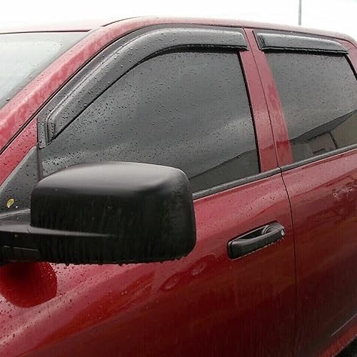 Miniatura 8 de Protectores de lluvia para Dodge Ram 1500 2009-2018, viseras de ventilación de ventana, deflectores de viento para Ram 1500 Quad Cab 09-18