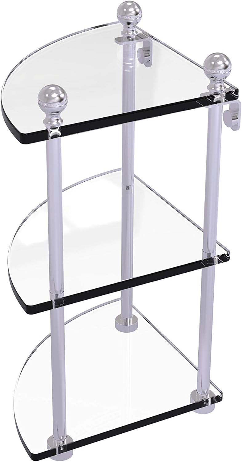 Flash Deals - 50% OFF Allied Brass MA-6 Mambo Collection 3 Tier Corner Glass Shelf, Satin Chrome