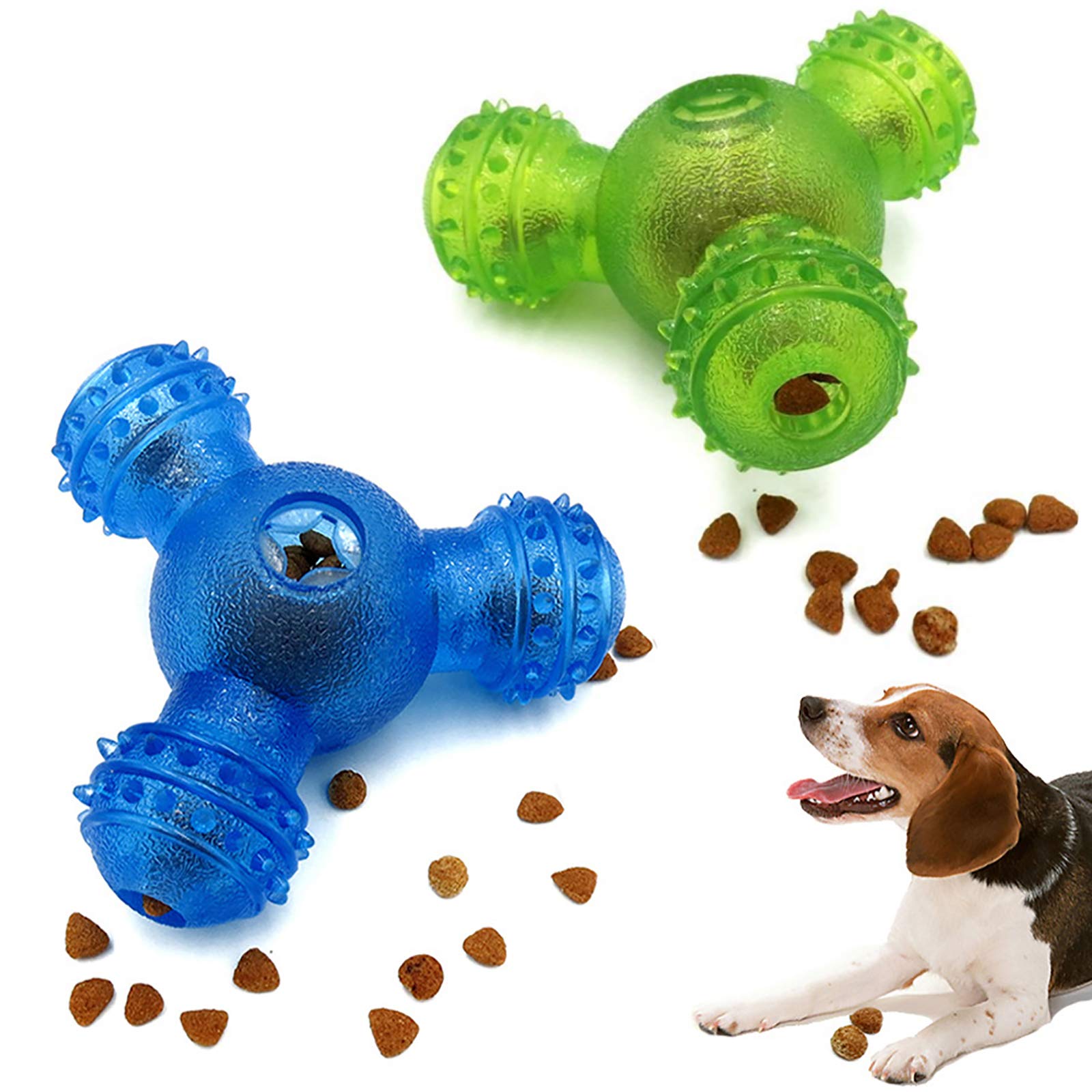 Boule traiter en caoutchouc pour chien avec 3 trous pour une distribution lente et ludique
