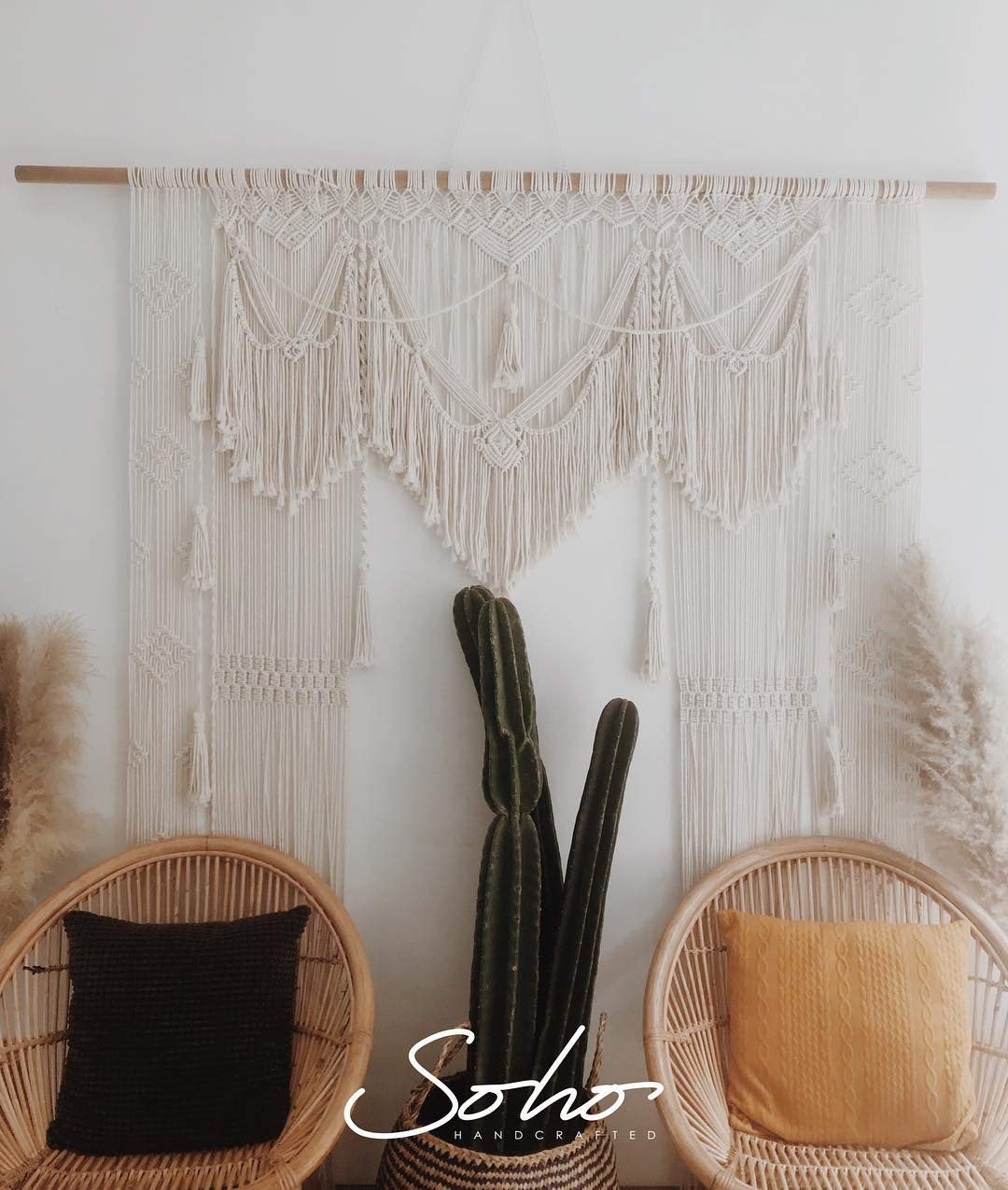 Bohemian Macrame Wall Decor Boho Chic Style Macrame wall Hanging 75"W x 85"L