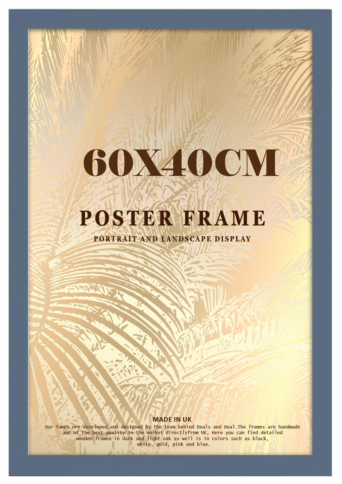 DEALS ON DEAL Flat Modern Dark Grey Hand Crafted Large 40x60 cm Picture Frame Solid Wood Poster Photo Frame for Jigsaw Puzzle Artwork for Home and Office