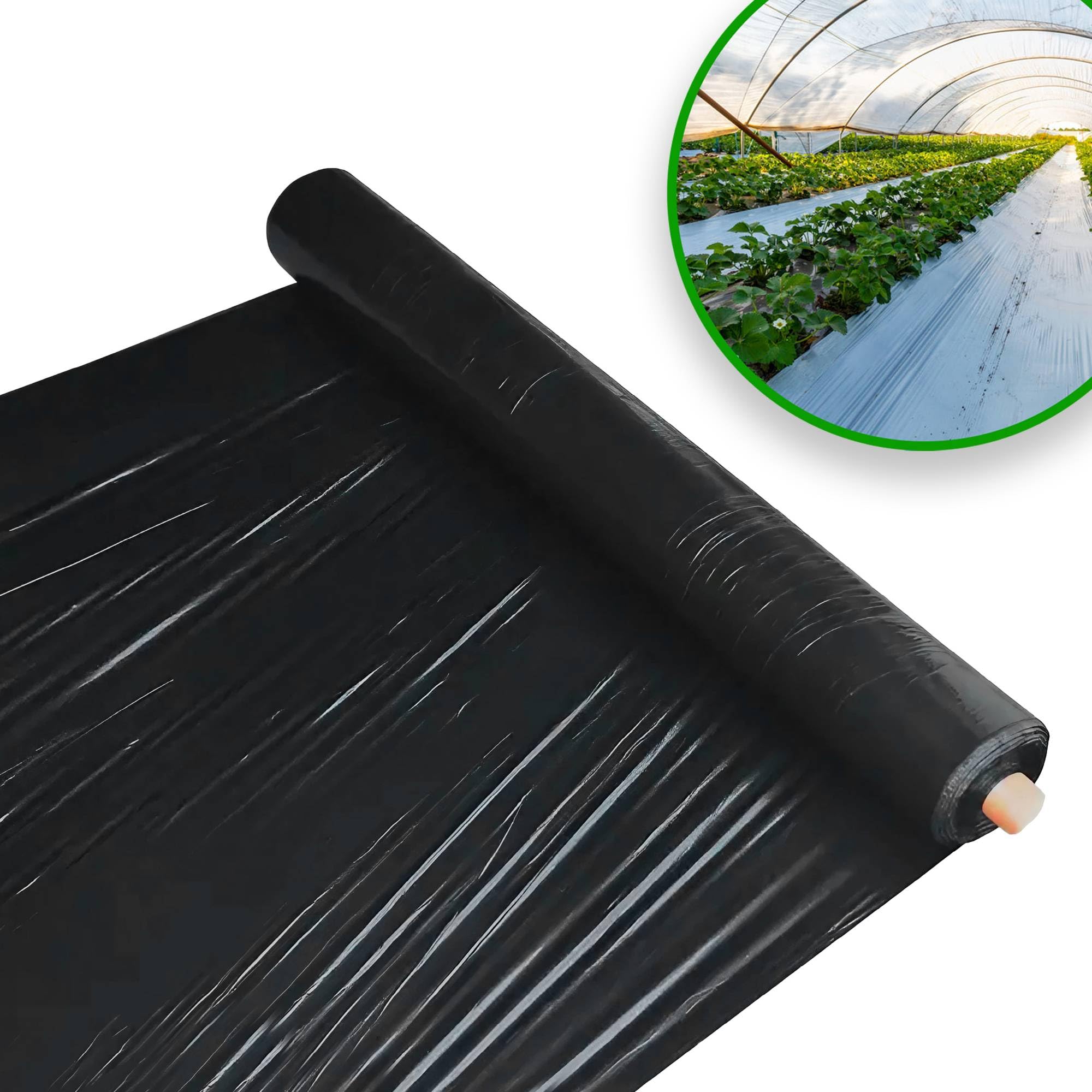 ESTO Toile de paillage sans trou, différentes mesures jusqu'à 1000 mètres, bâche noire en film de paillage élastique tissée anti-mauvaises herbes 100 cm/100 m