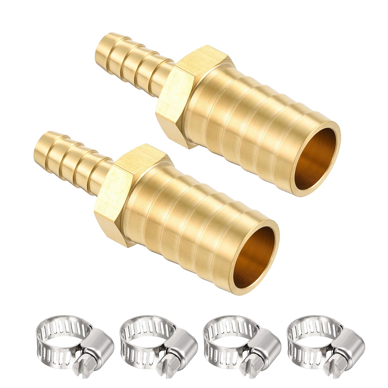 Kozelo 2pcs Brass Hose Barb Fitting 16mm Fittings Barb to 8mm Fittings