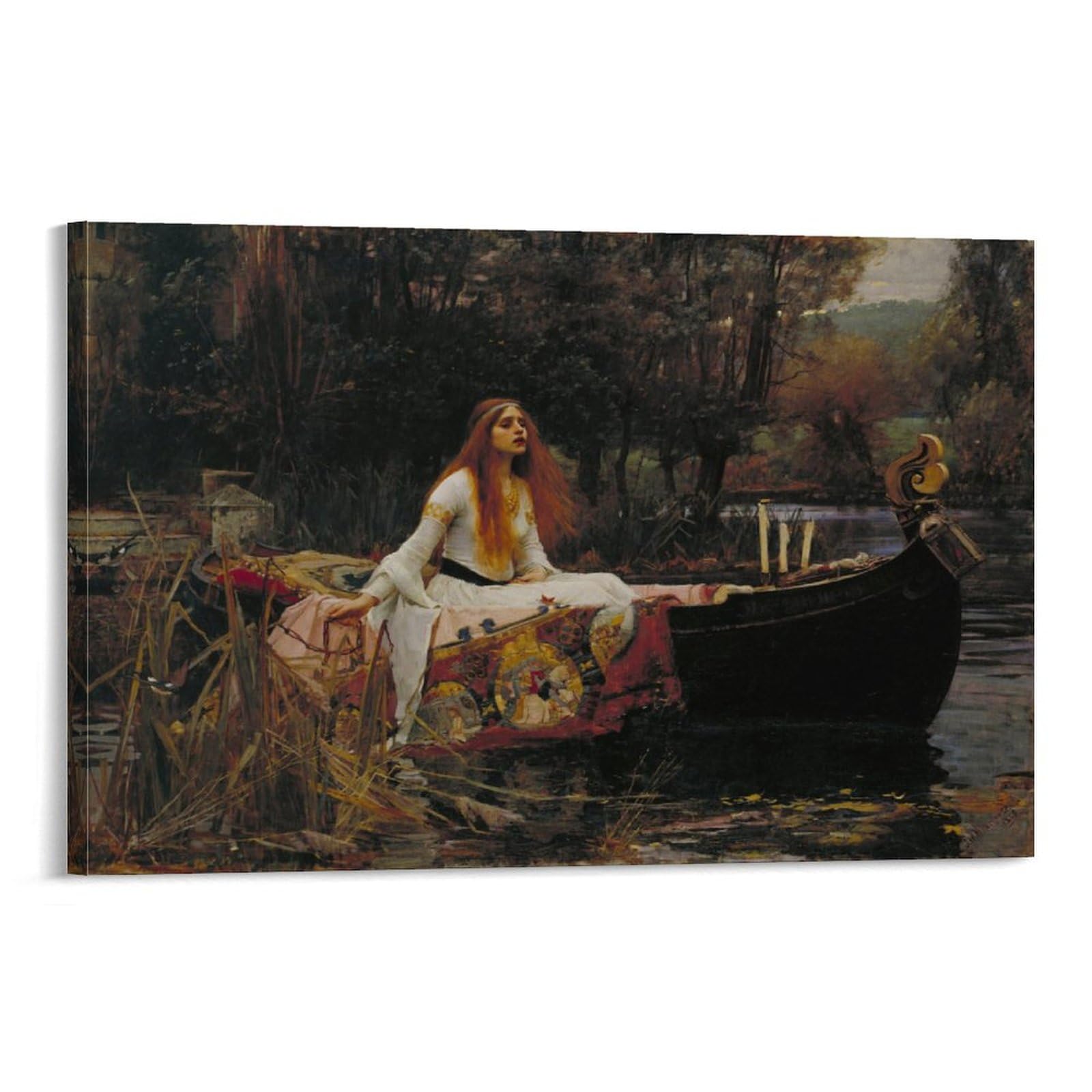 WAONZZAI Famous Painting The Lady of Shalott Art Print by John William Waterhouse Poster Home Decor Canvas Prints Poster; Frame; 24x36inch(60x90cm)