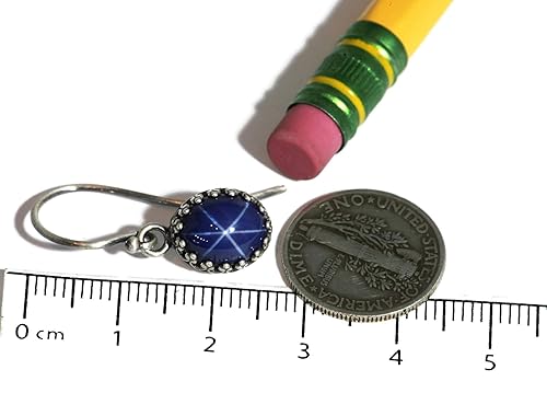 Miniatura 8 de Salish Sea Inspirations Created Blue Star Sapphire Crown Drop Earrings (Round - Vintage)