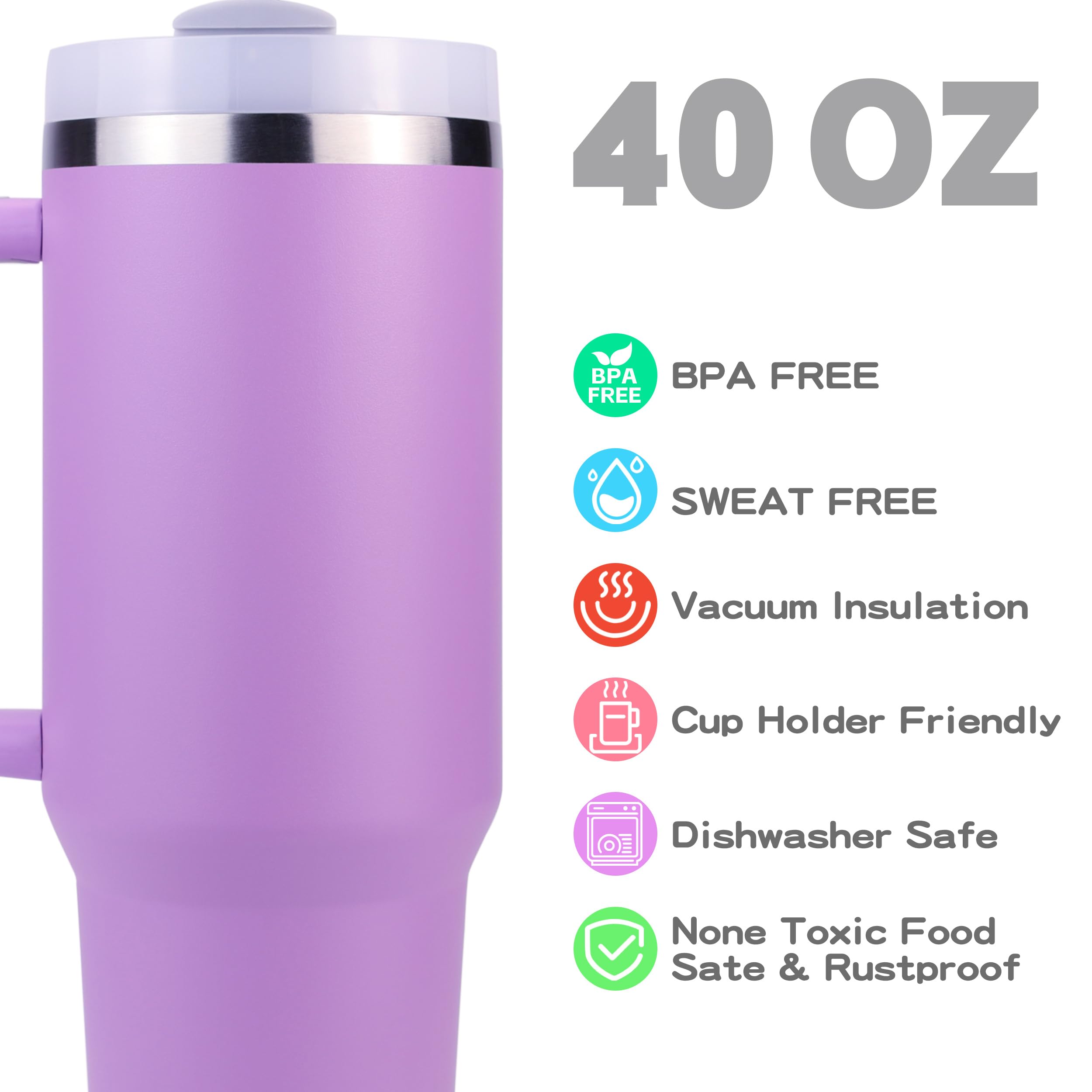 Mont-Clair Tumbler 40oz - Mug Isotherme avec Paille Couvercle Poignée