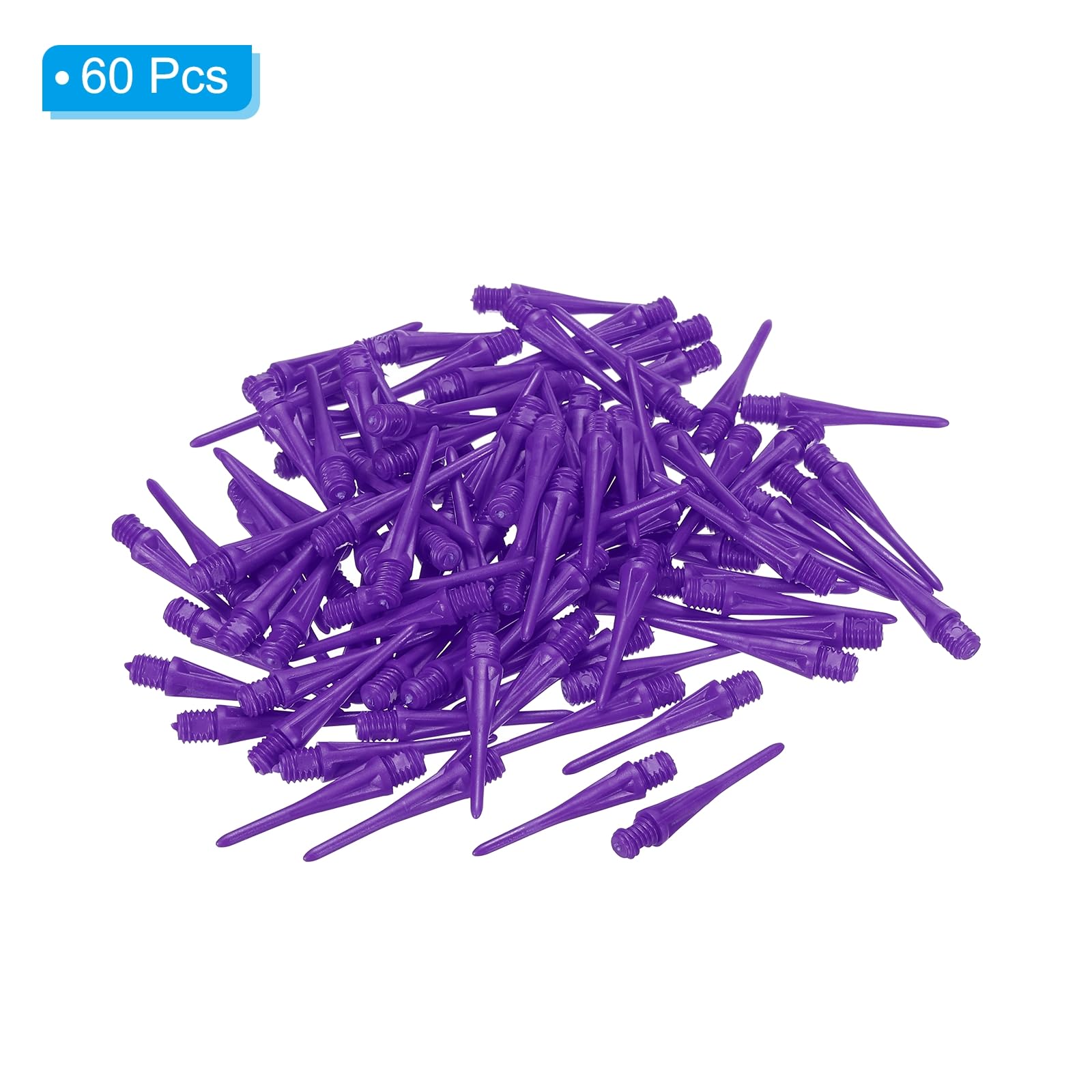 PATIKIL Plastikowe groty do darta, 60 sztuk, gwint 2BA, miękkie końcówki, plastikowe, miękkie końcówki, akcesoria do darta, kolor fioletowy