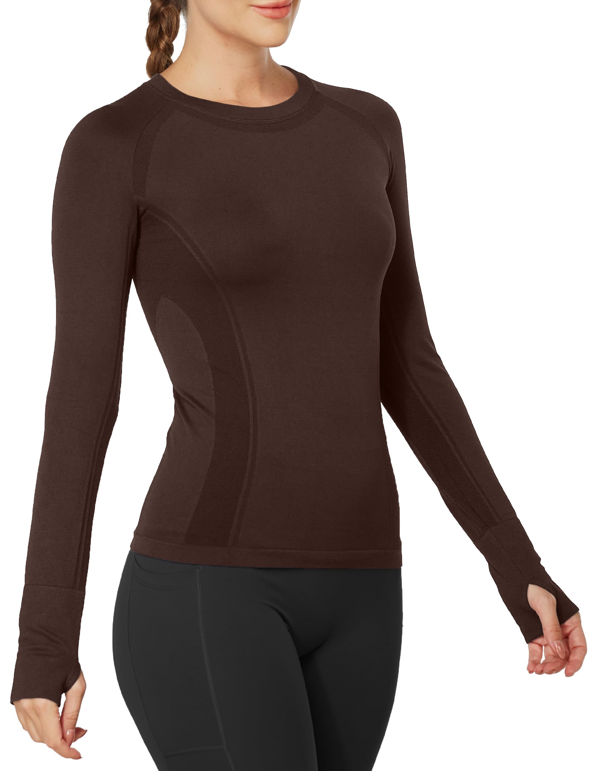 MathCat Seamless Long Sleeve Workout Tops with Thumb Holes