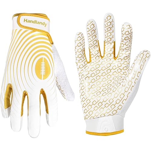 HANDLANDY Youth Football Gloves, Kids Sticky Receiver Gloves,Super Grip Football Glove Best Gift for Boys,Girls