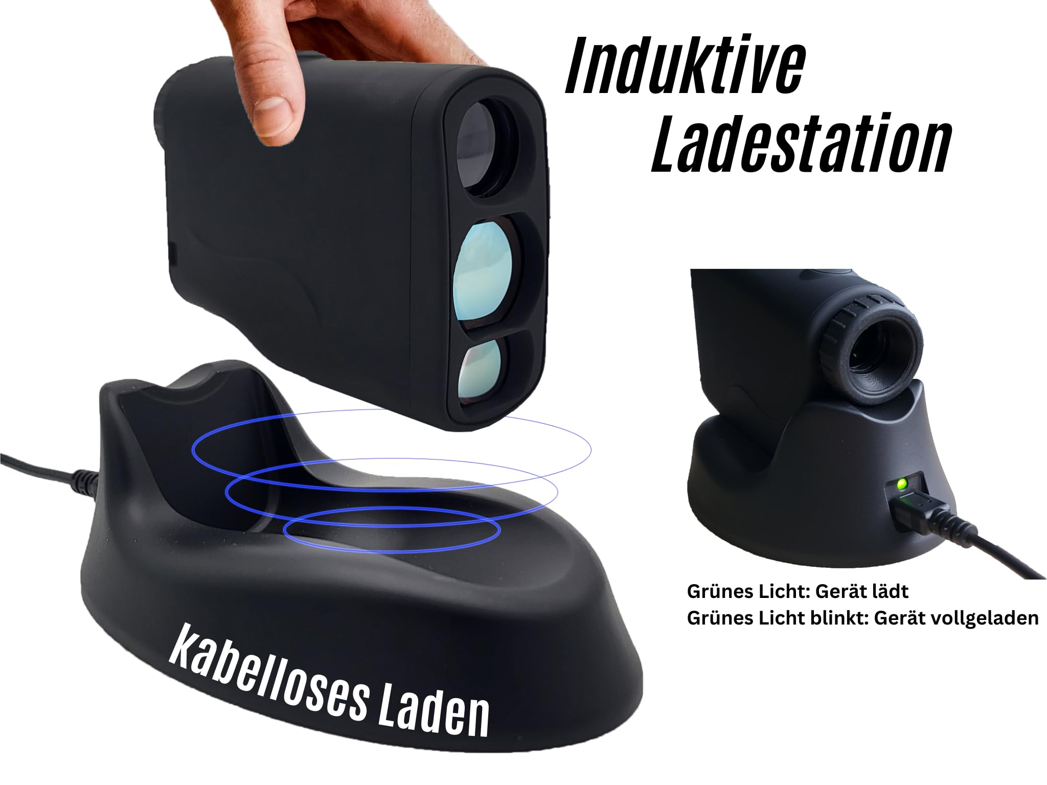 Telemetro laser PRO X7 con stazione di ricarica induttiva, caccia, golf, rangefinder fino a 1000 m, misurazione della velocità
