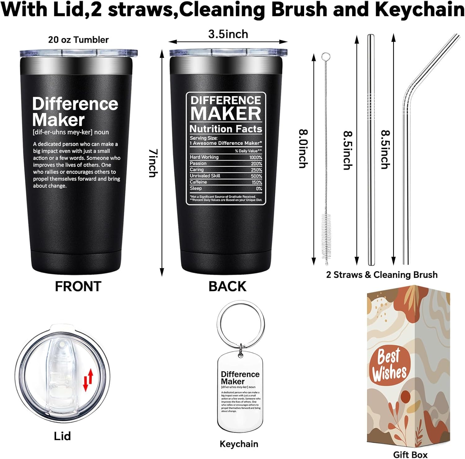 Grifarny Difference Maker Definition Tumbler Mug - Christmas Thank You Gifts for Men, Women - Appreciation, Inspirational Gifts for Boss, Employee, Teachers, Assistant Principal, Coworkers - Image 2