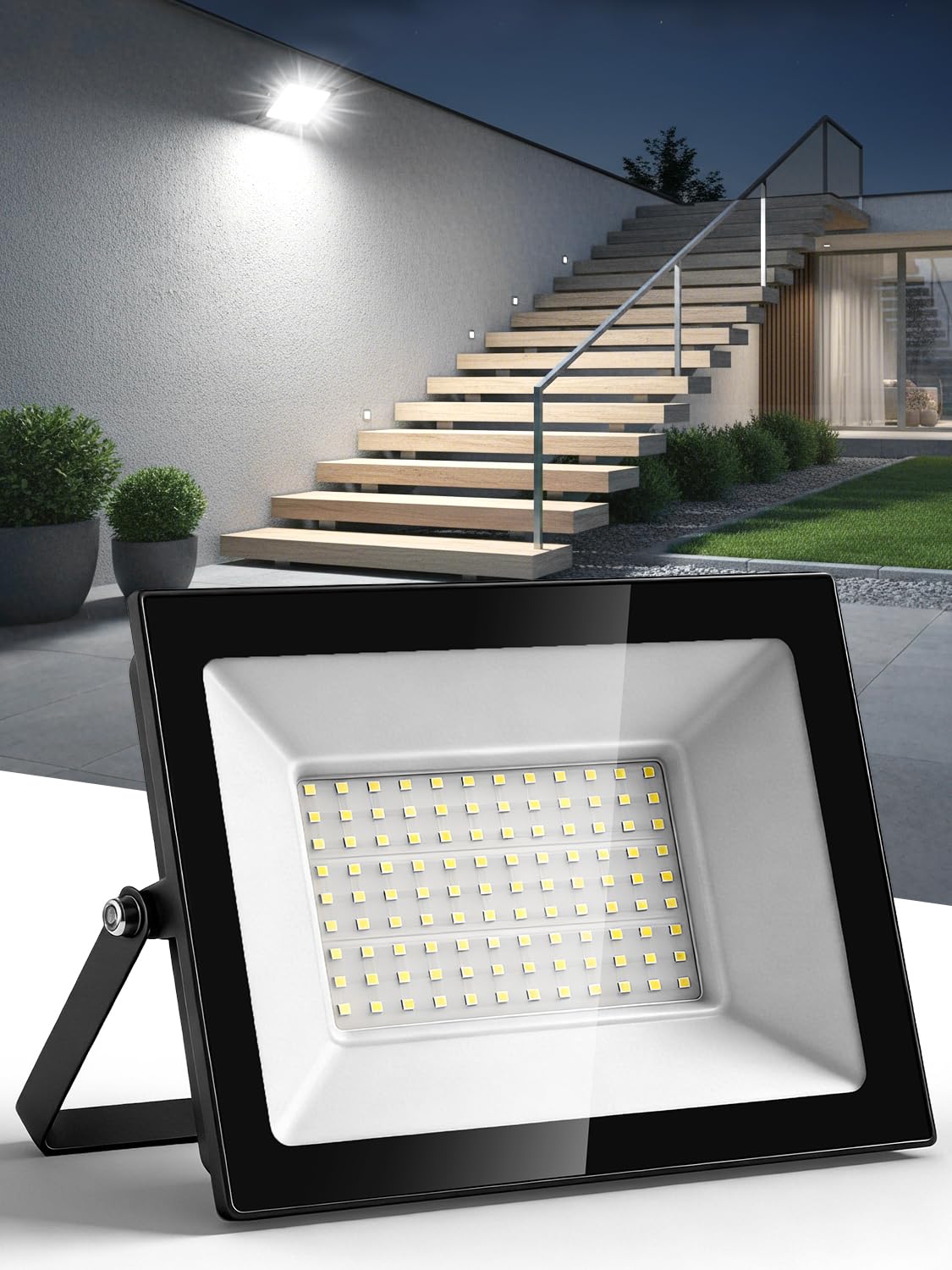 Litglobe 100W LED Floodlight Outdoor,10000LM Super Bright LED Security Lights,6500K Cold White Flood Lights Outdoor,IP66 Waterproof Outside Light,Outdoor Light for Yard Garden Garage