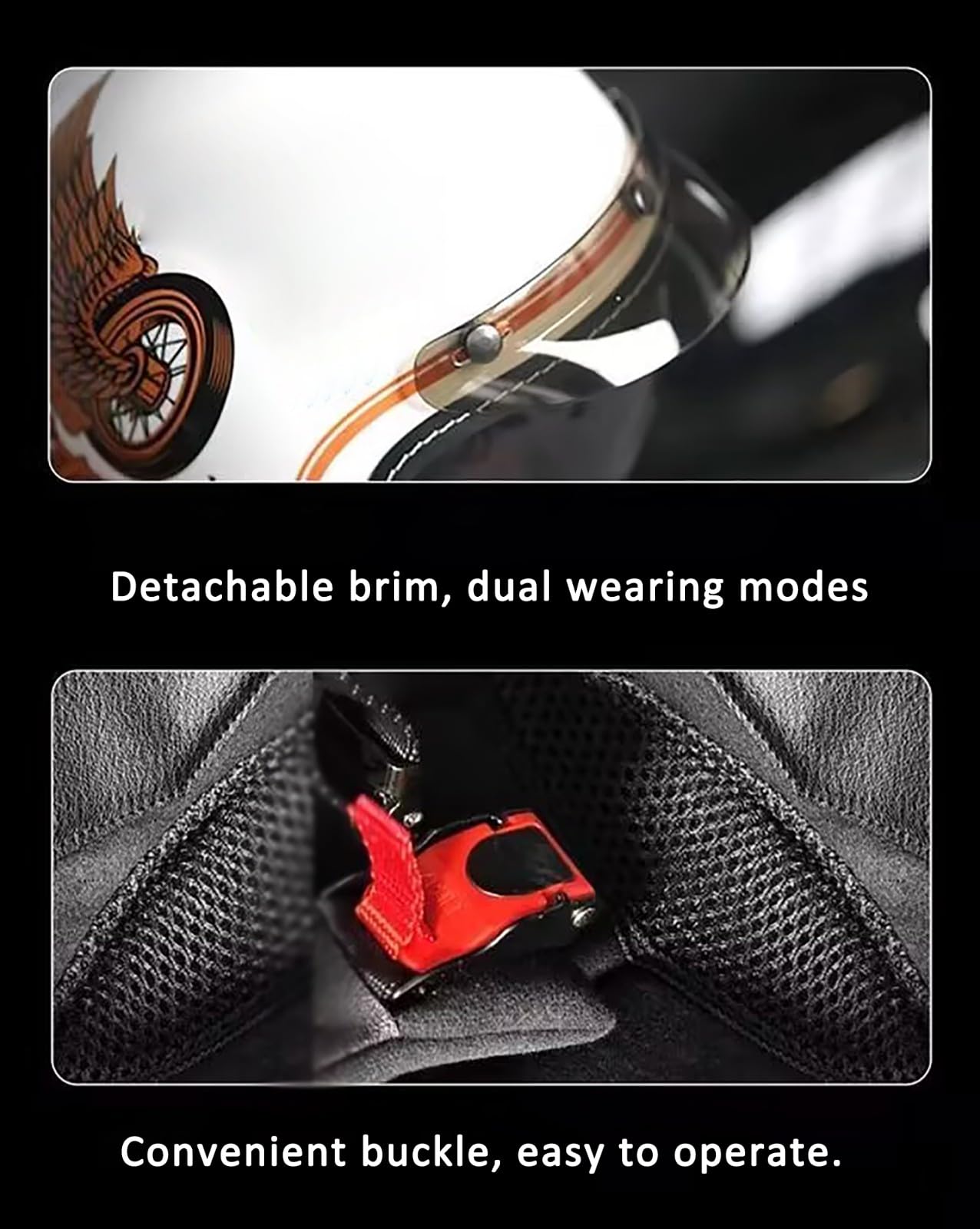 Casque De Moto Jet, Casque Vintage pour Cruiser, Scooter Et Cyclomoteur, Homologué ECE 22.06, pour Hommes Et Femmes