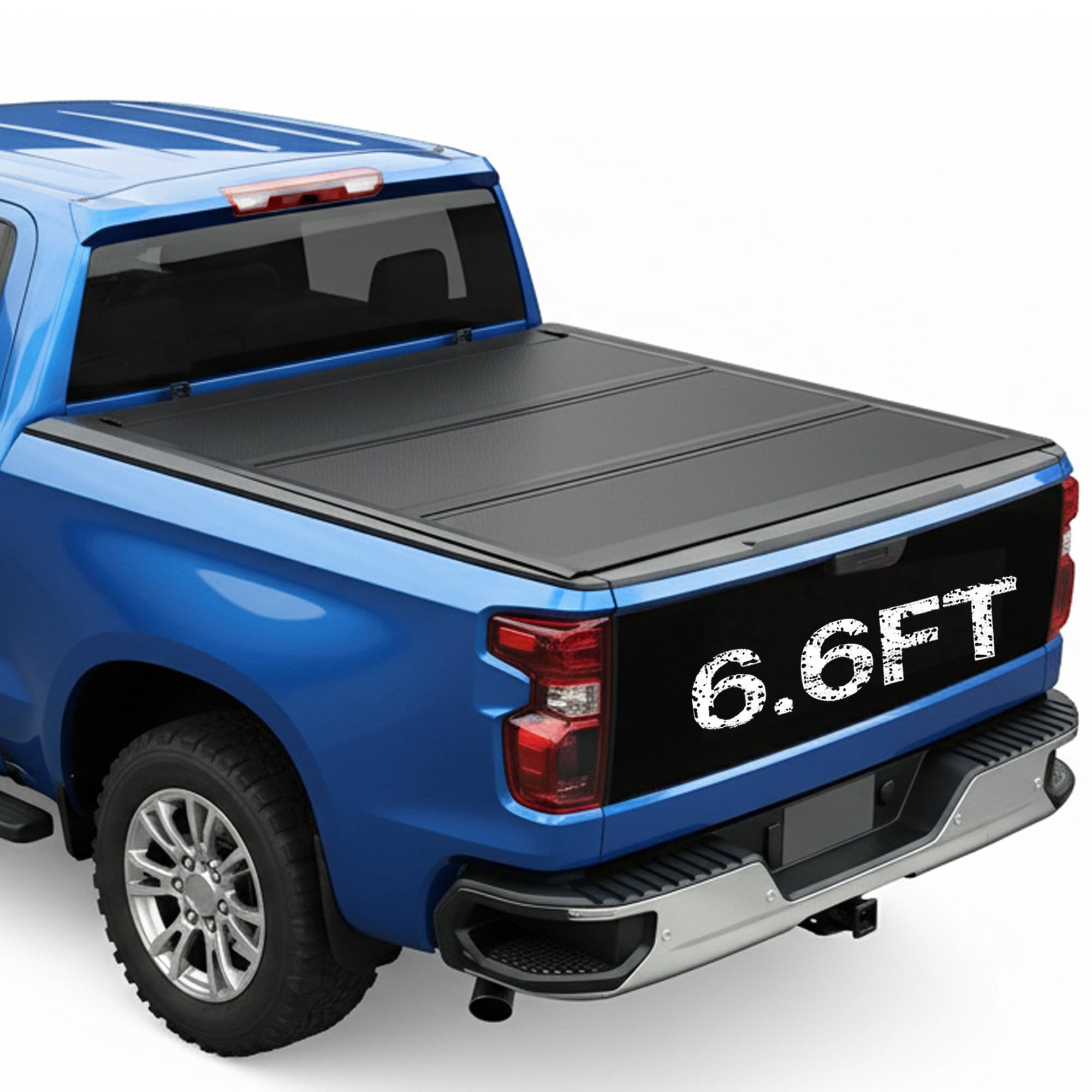 HTL Low-Profile Hard Tri-Fold Tonneau Cover for 2019-2025 Chevy Silverado/GMC Sierra 1500, 6.6ft (79.4in) Truck Bed | Not for CarbonPro