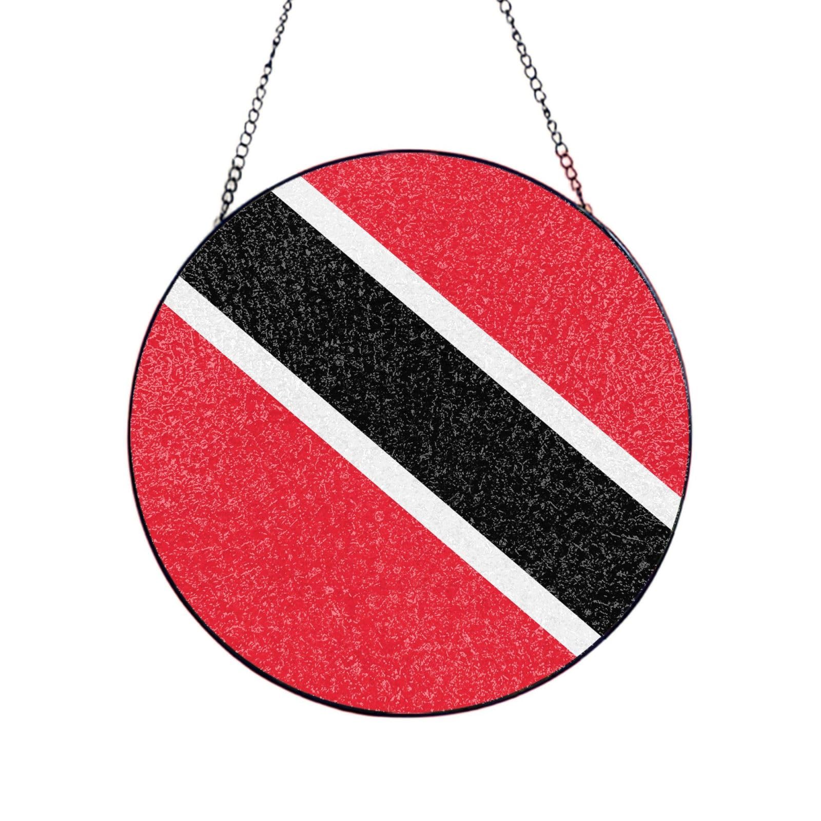 Attrape-soleil drapeau Trinité-et-Tobago en verre teinté pour déco de fenêtre 30 cm
