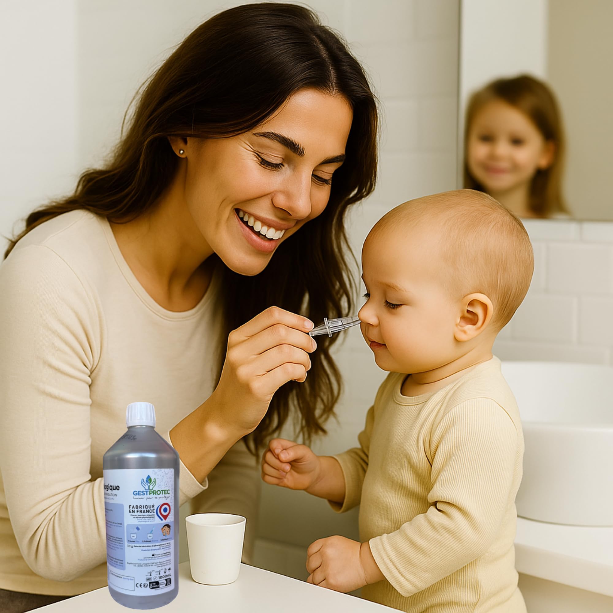 Sérum Physiologique Bouteille 1L x12 – Grand Format – Labo Français | Lot 12x1L – stock longue durée – solution saline 0,9% NaCl – eau purifiée – irrigation externe nez – labo français