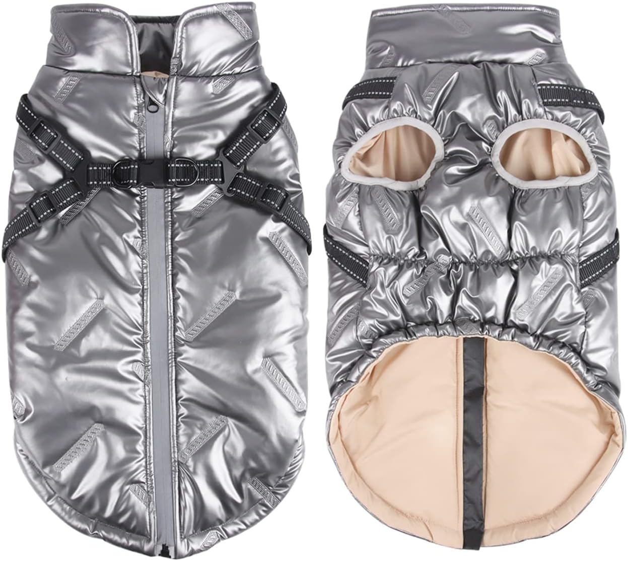 Dolahovy Chaqueta Impermeable para Perros Abrigo de Invierno para Mascotas Ropa Cálida para Perros con Arnés Ajustable para Gato Perros Pequeños Medianos y Grandes Al Aire Libre (XL, Gris Oscuro)