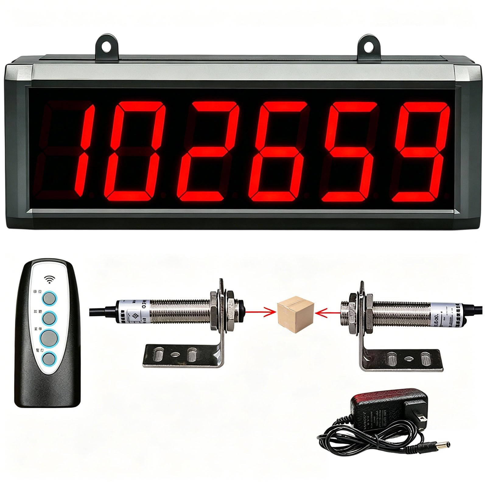 Enpvneer Large Digital Counter, Digital LED Counter Count Up To 999999, Sensor Distance 0-65.6FT, Power-Off Memory Function, For Conveyor Belts Automatic Counting