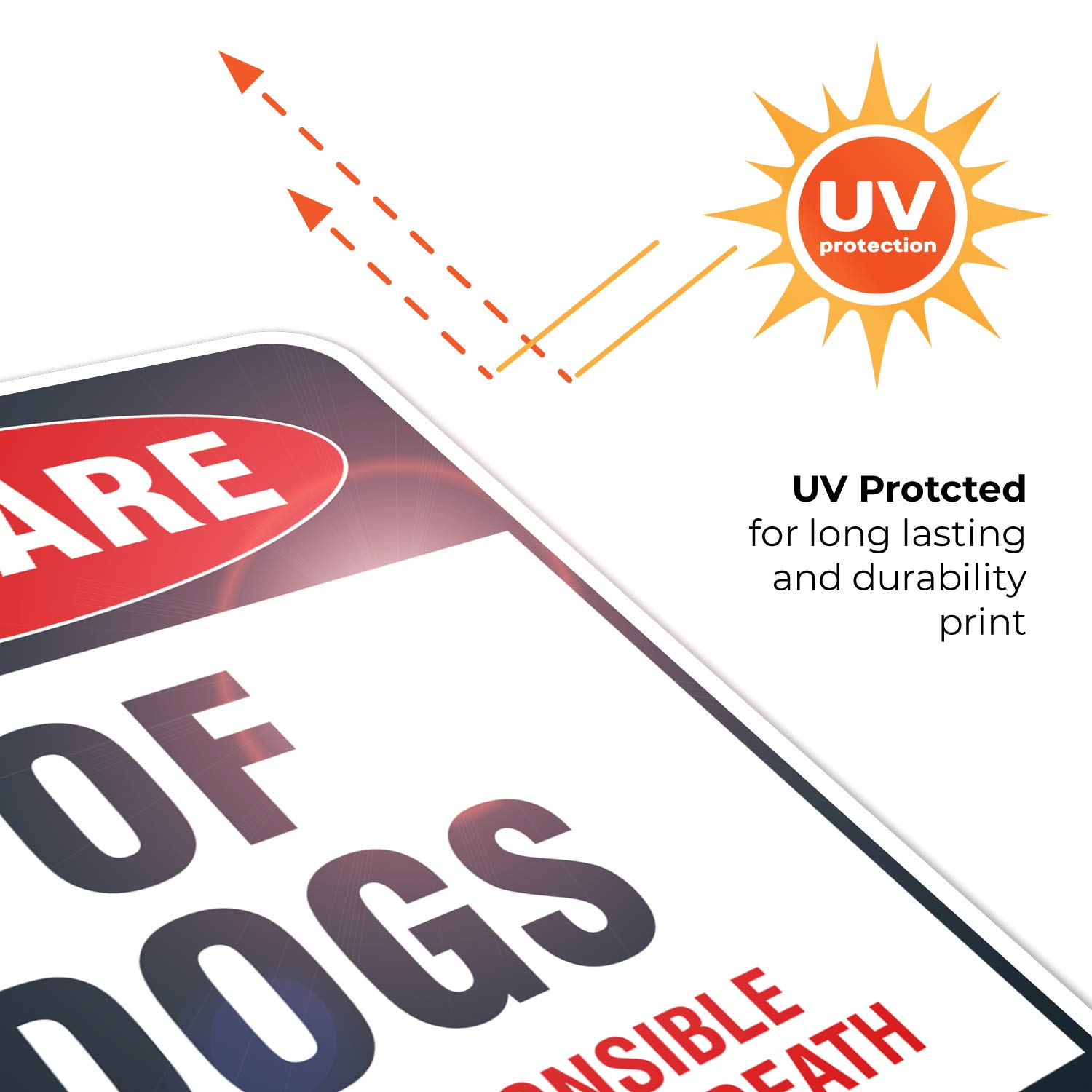 Beware of Dogs Sign, Dog Warning Sign, 18x24 Inches, Rust Free .063 Aluminum, Fade Resistant, Easy Mounting, Indoor/Outdoor Use, Made in USA