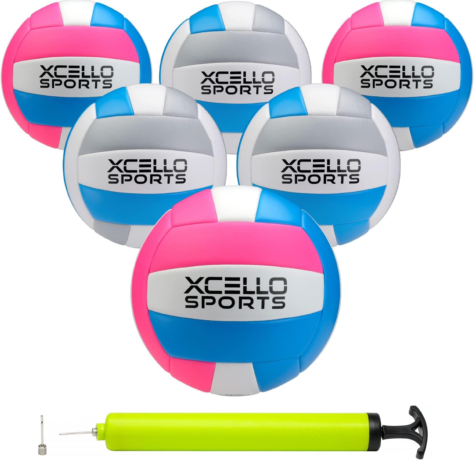 - Volleyball with Pump Pink/Blue, Grey/Blue