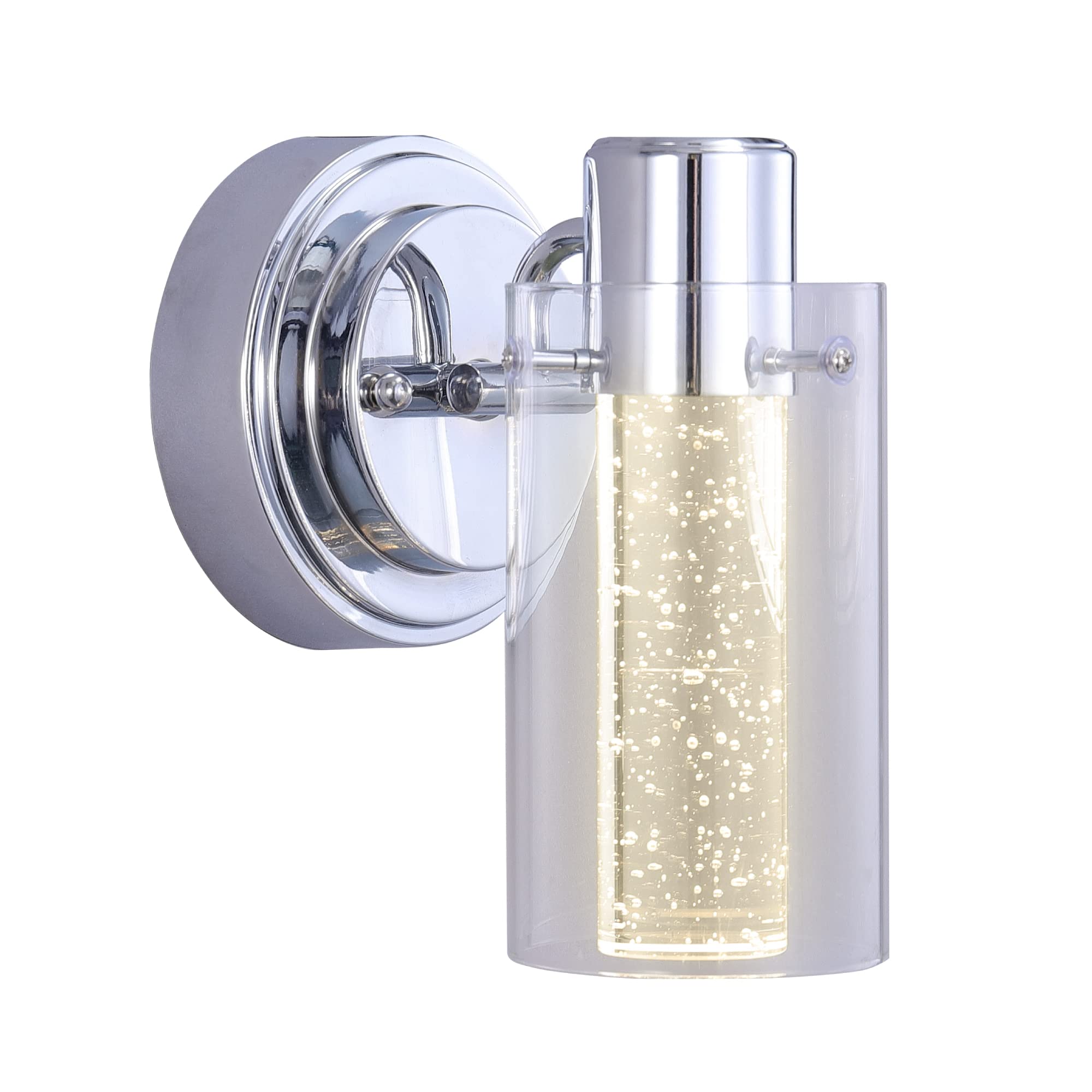 Ultralux Bubble Glass Integrated LED Vanity Light - Wall Mounted, TRIAC Dimmable 12W, 3000K Bathroom Sconce - Energy Efficient Modern Bathroom Light Fixture (1-Light, Chrome Finish)
