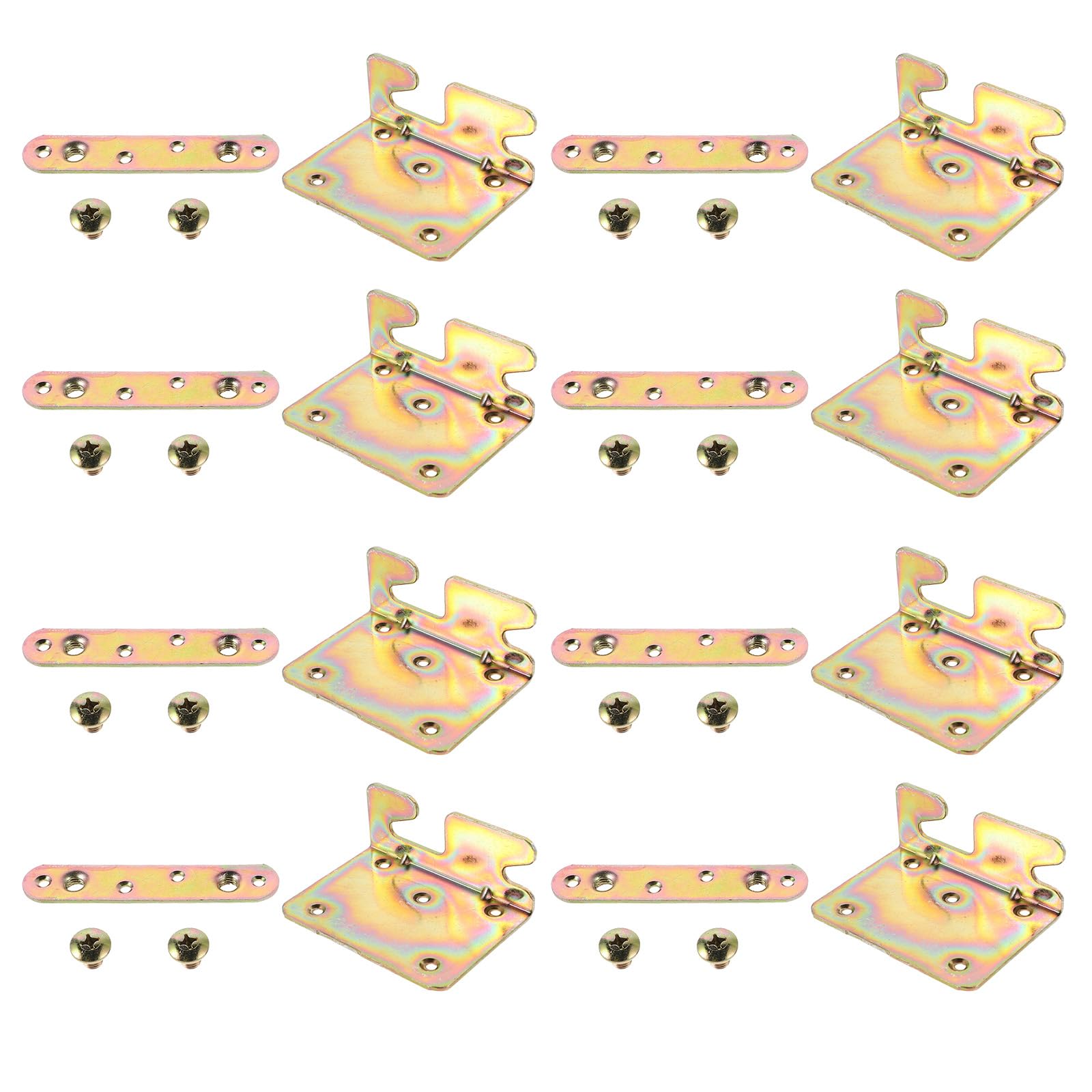 Set 8 Pezzi Accessori per Ferramenta Letto Invisibili in Metallo Spesso 2.0mm con Viti e Staffe per Sponde, Connettori Silenziosi per Montaggio Mobili da Letto ad Alta Resistenza,