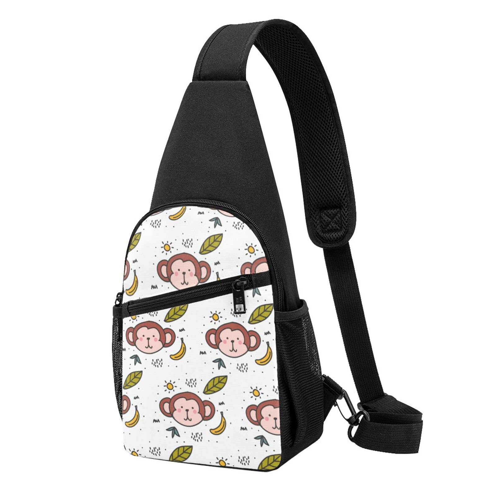 Monkey Pattern Printed Chest Pack Tactical Chest Bag Running Bag Fanny Pack Cycling Chest Pouch